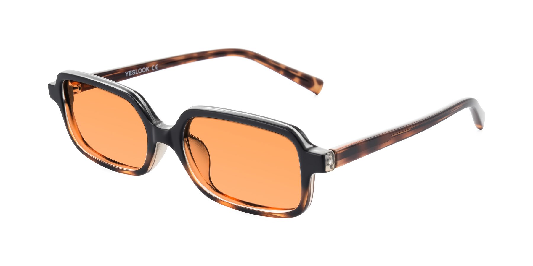 Angle of Garbott in Black/Tortoise with Medium Orange Tinted Lenses