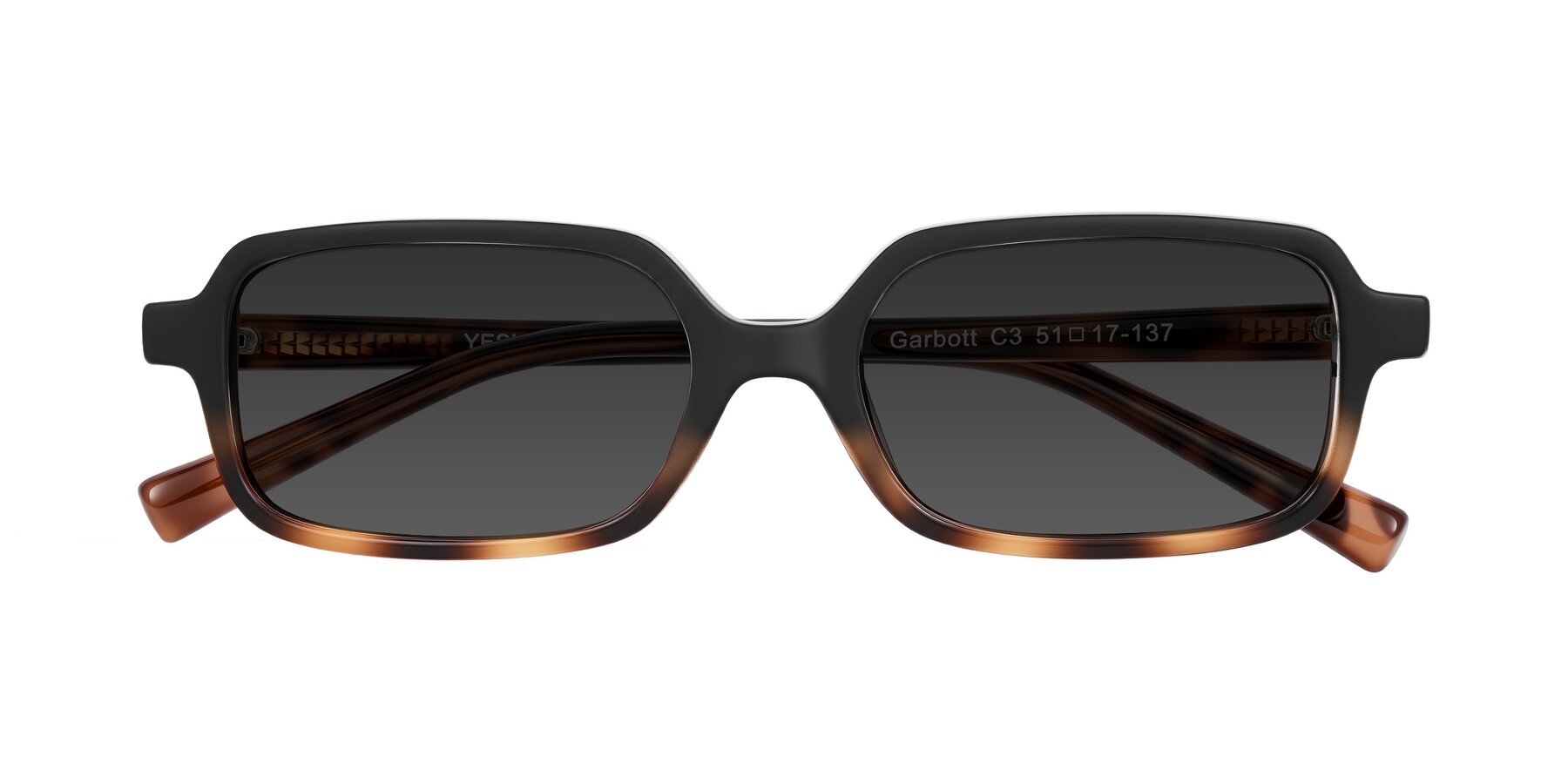 Folded Front of Garbott in Black/Tortoise with Gray Tinted Lenses