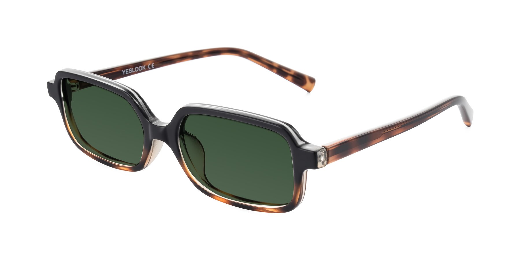 Angle of Garbott in Black/Tortoise with Green Tinted Lenses