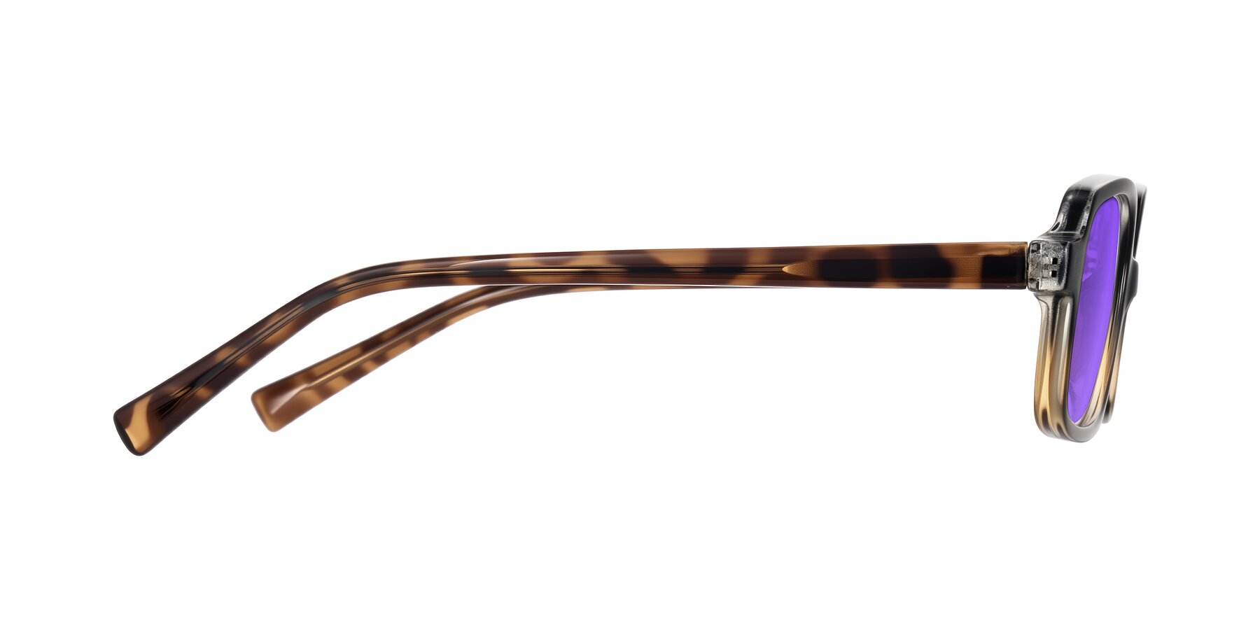 Side of Garbott in Black/Tortoise with Purple Tinted Lenses