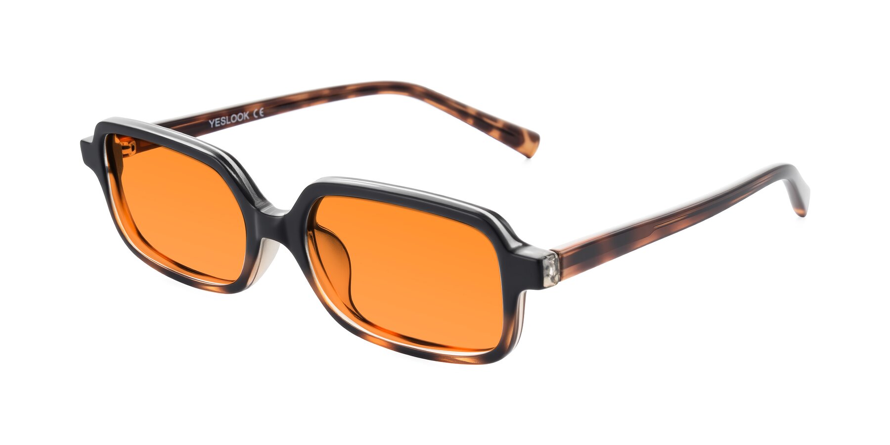 Angle of Garbott in Black/Tortoise with Orange Tinted Lenses