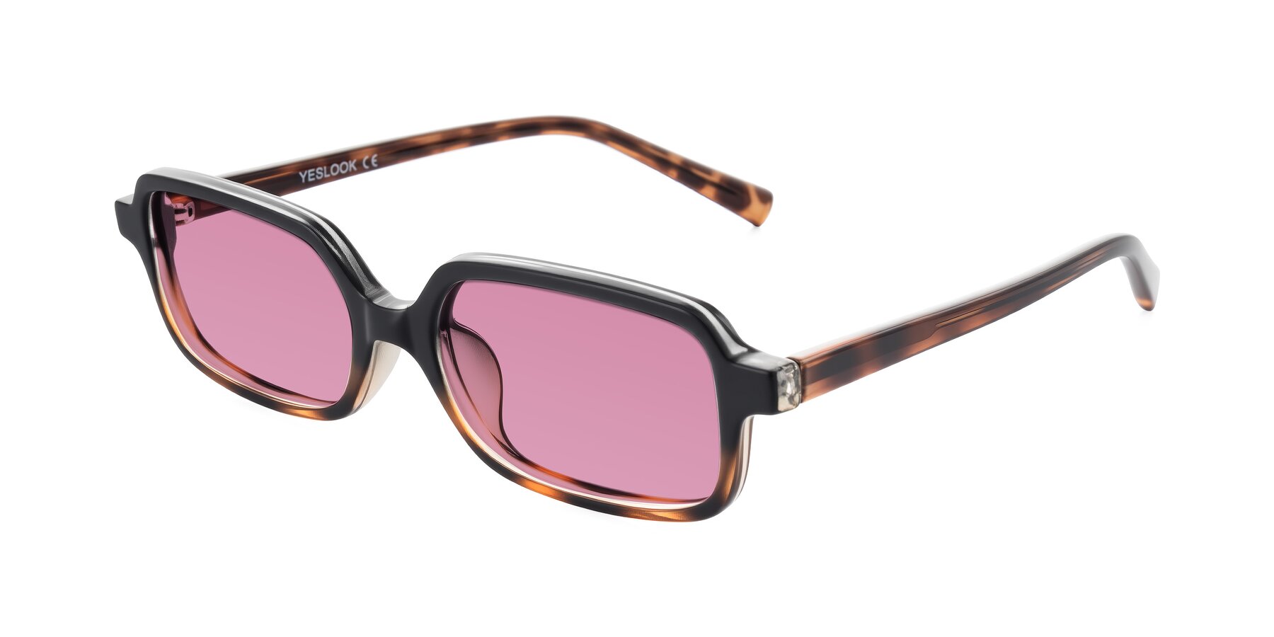 Angle of Garbott in Black/Tortoise with Medium Wine Tinted Lenses