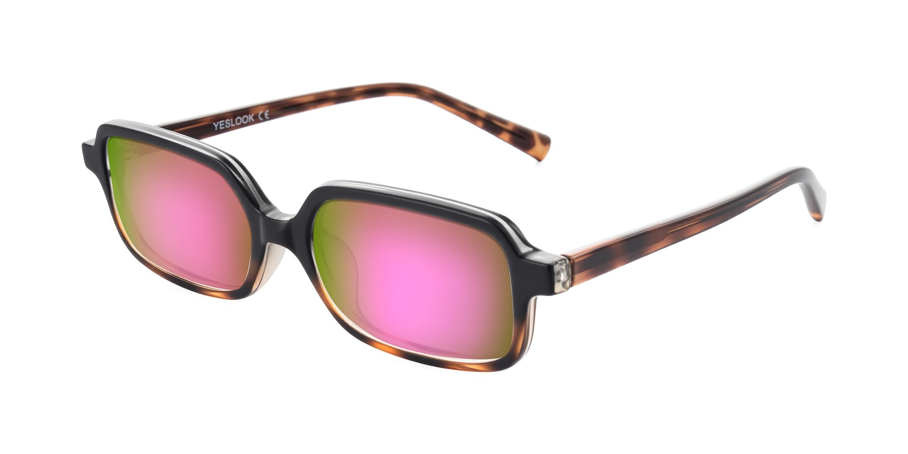 Angle of Garbott in Black/Tortoise with Pink Mirrored Lenses