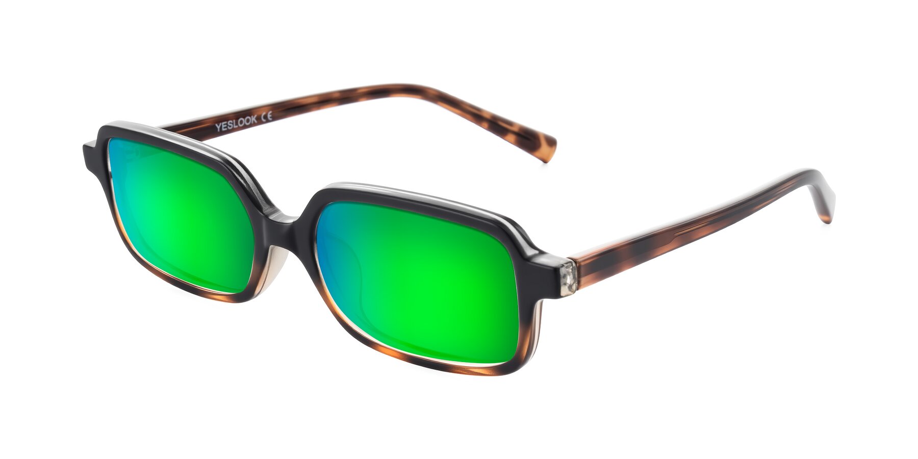 Angle of Garbott in Black/Tortoise with Green Mirrored Lenses