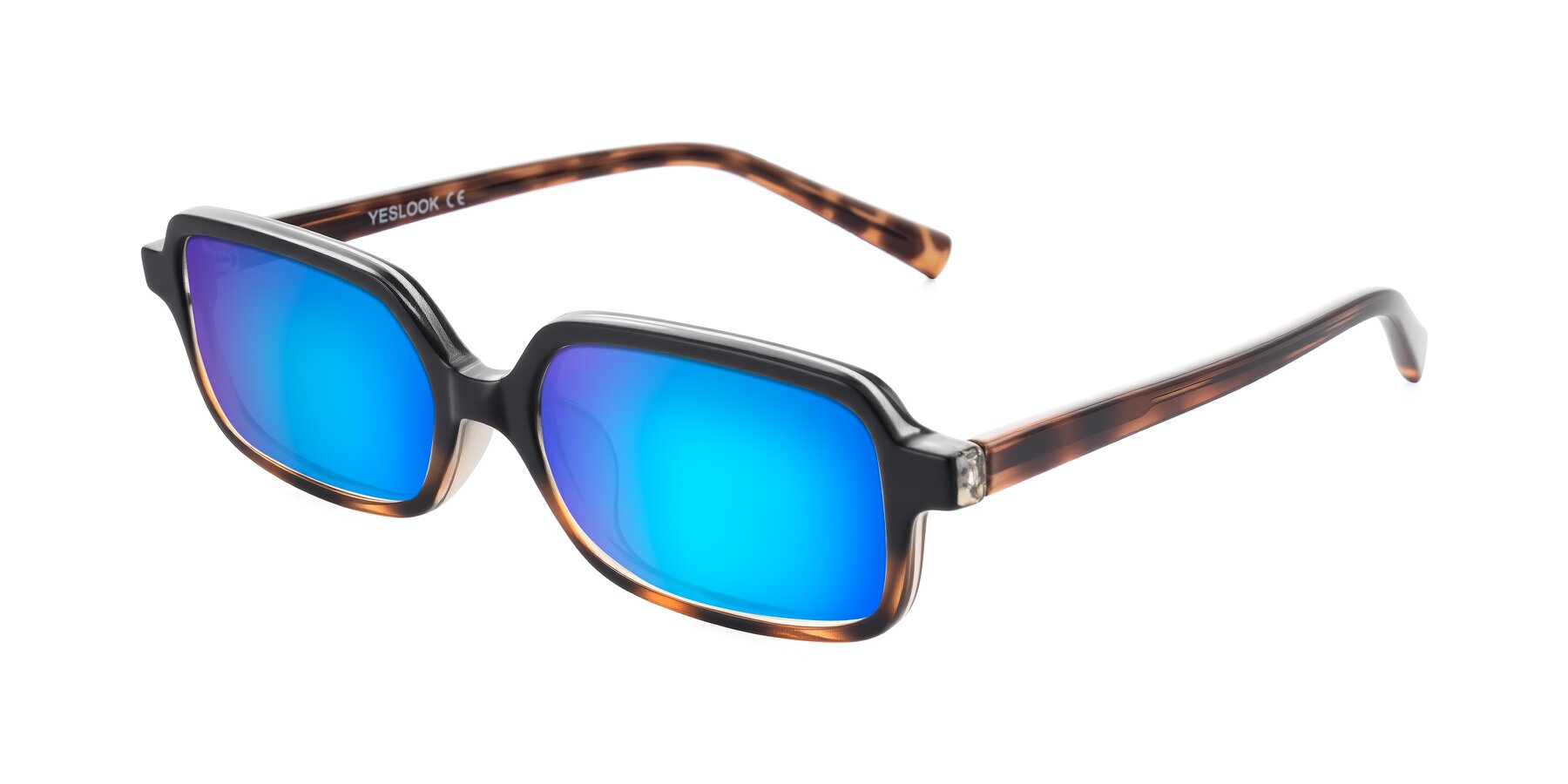 Angle of Garbott in Black/Tortoise with Blue Mirrored Lenses