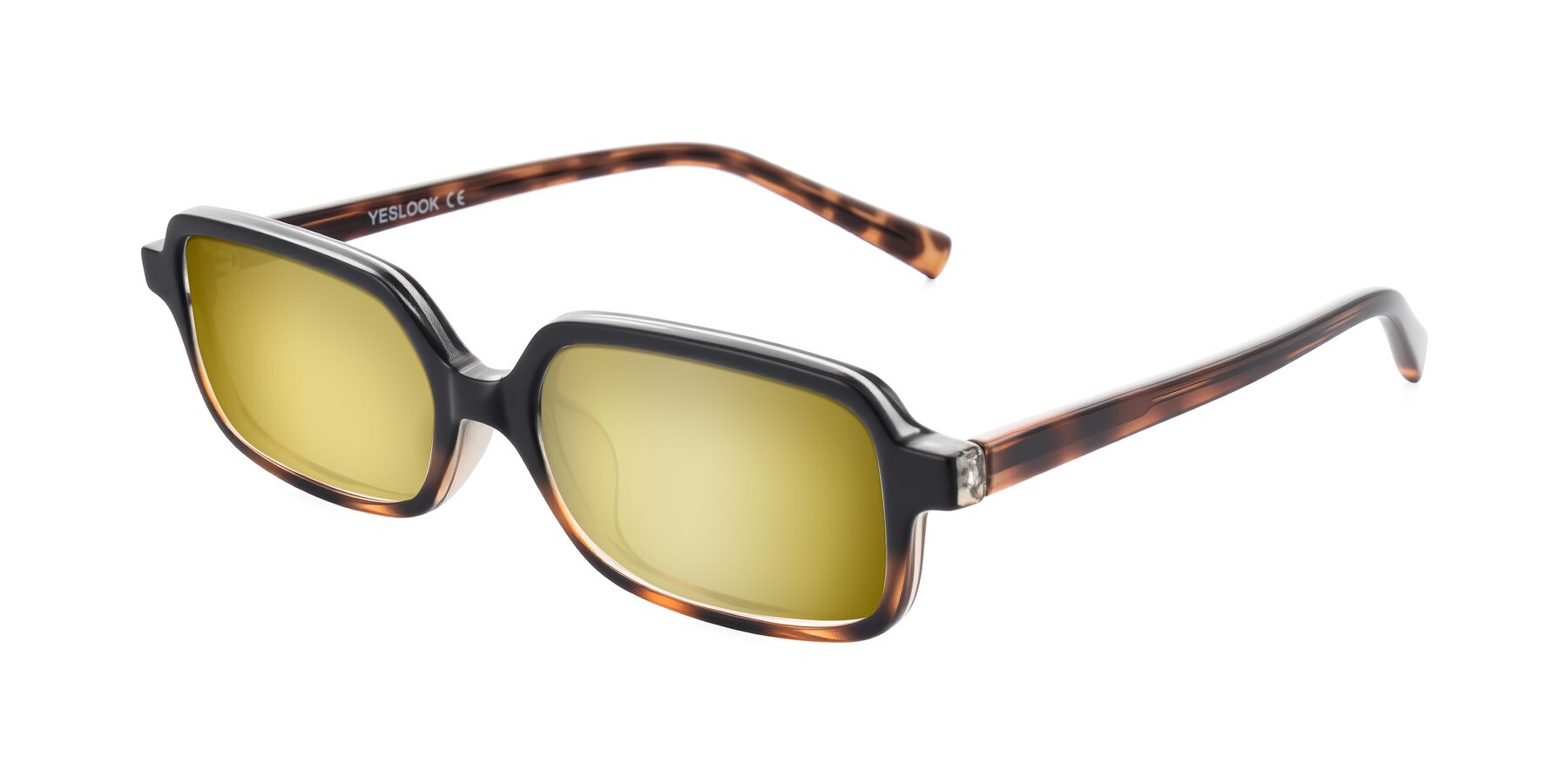 Angle of Garbott in Black/Tortoise with Gold Mirrored Lenses