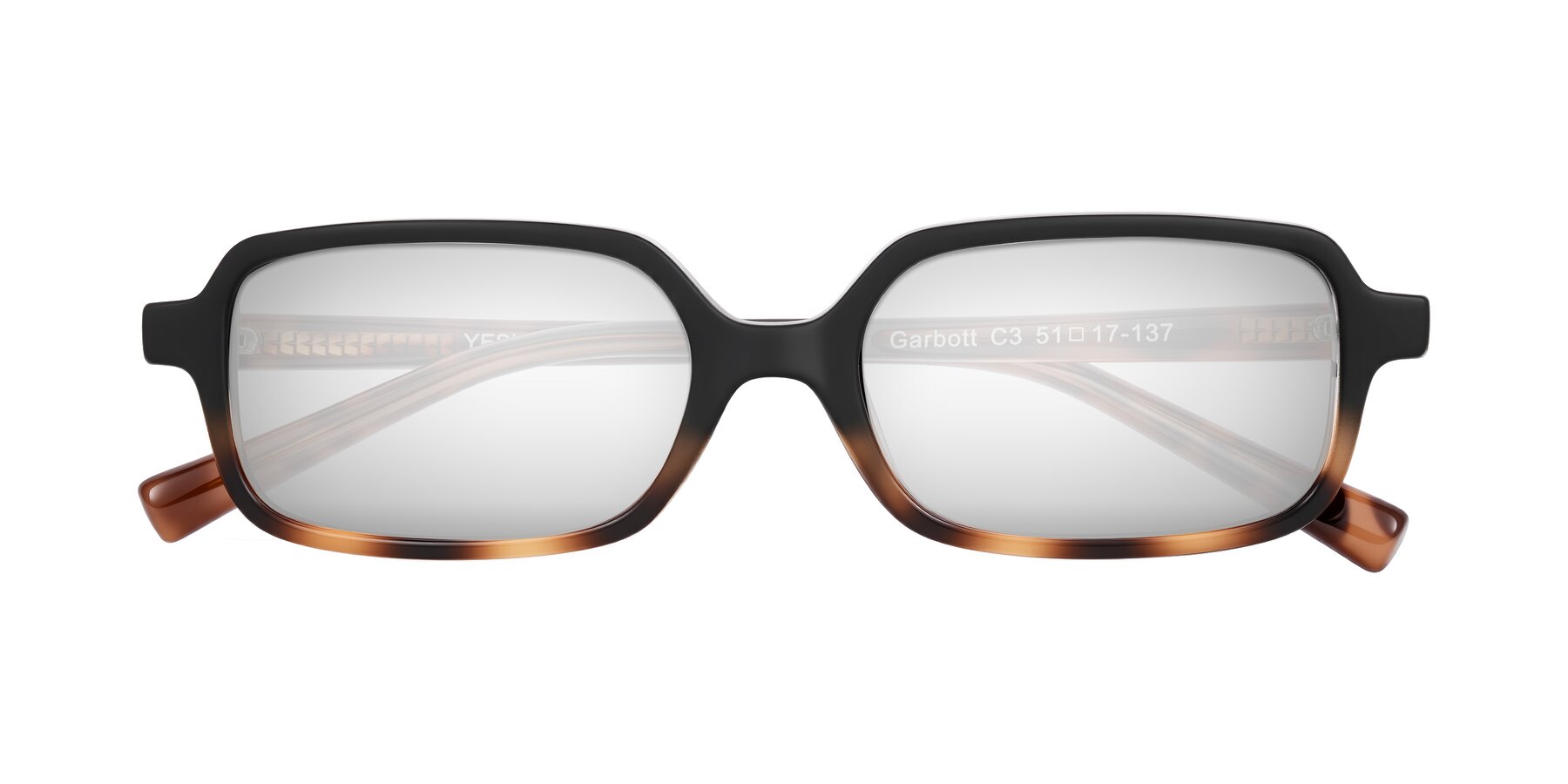 Folded Front of Garbott in Black/Tortoise with Silver Mirrored Lenses