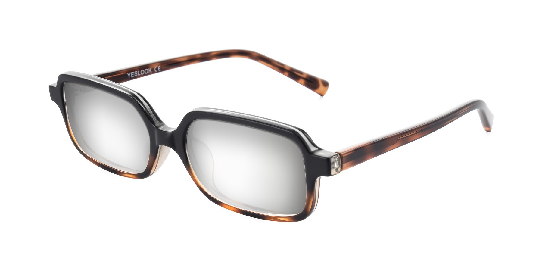 Angle of Garbott in Black/Tortoise with Silver Mirrored Lenses