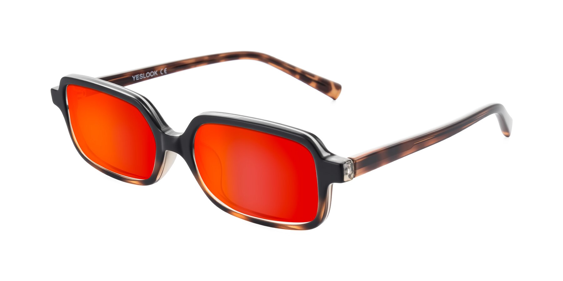 Angle of Garbott in Black/Tortoise with Red Gold Mirrored Lenses