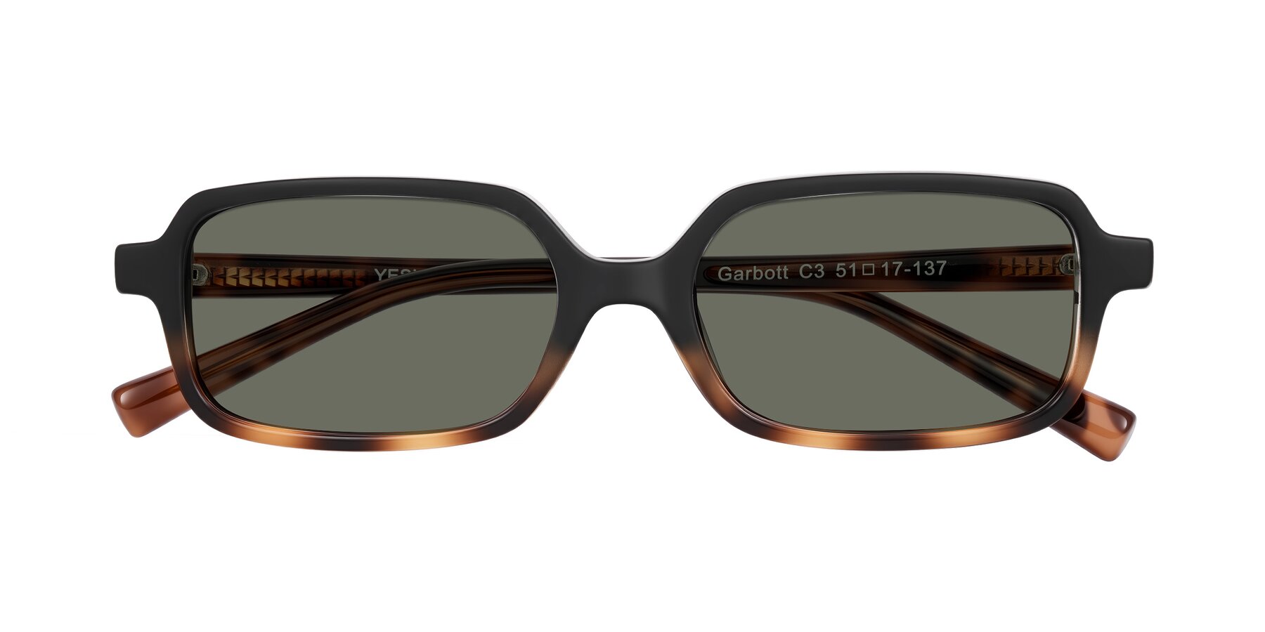 Folded Front of Garbott in Black/Tortoise with Gray Polarized Lenses