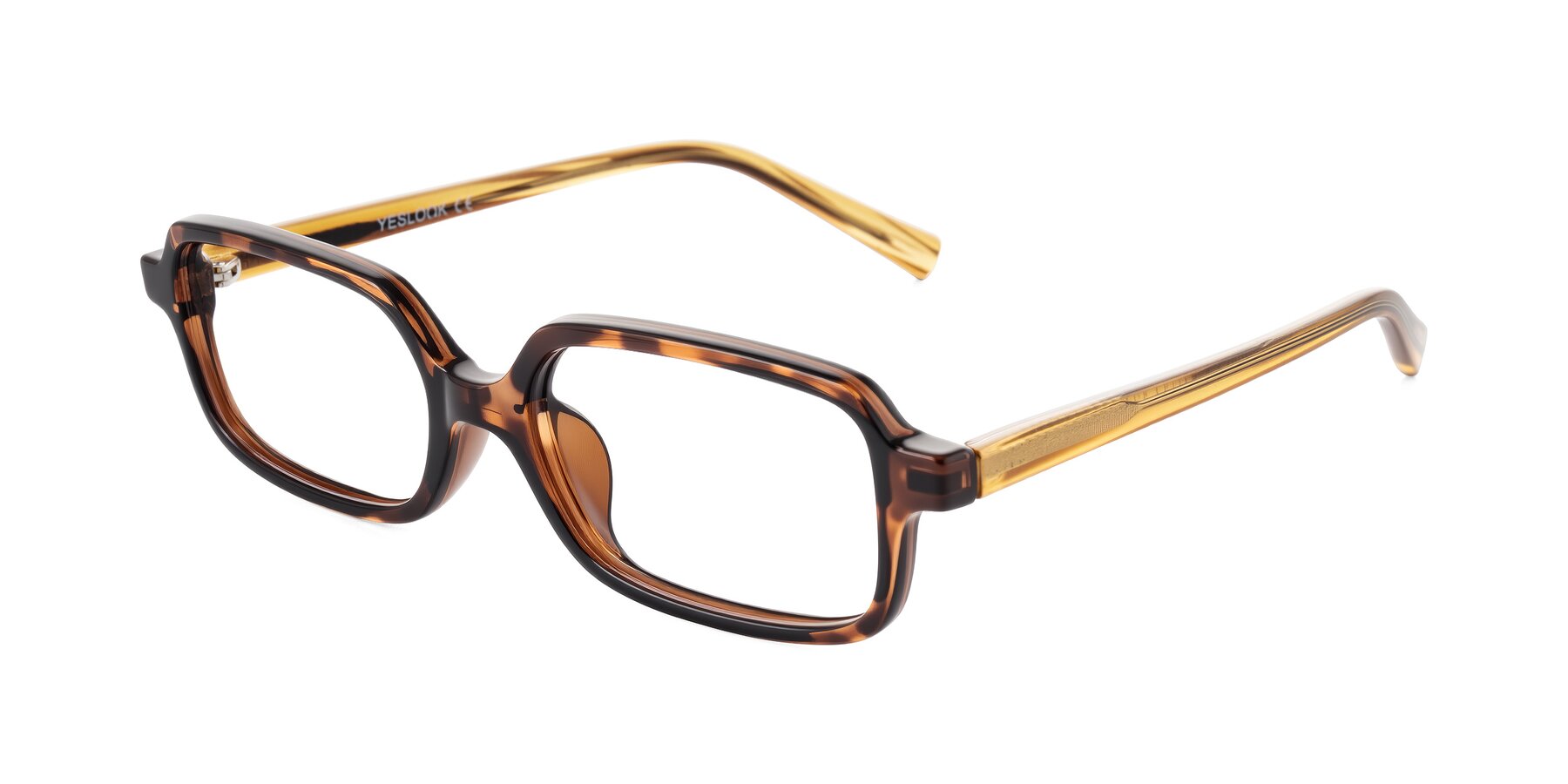 Angle of Garbott in Tortoise/Amber with Clear Eyeglass Lenses