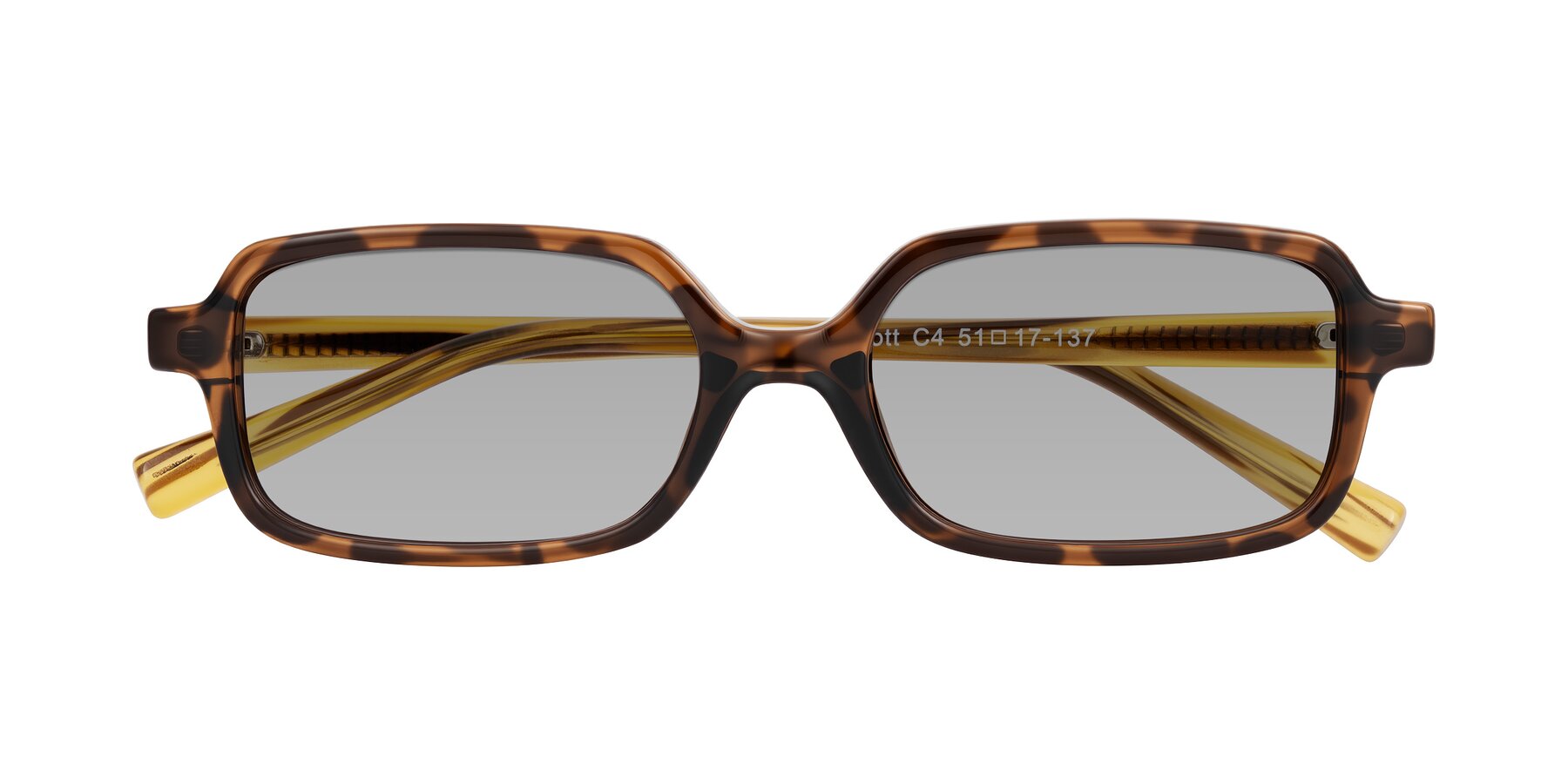 Folded Front of Garbott in Tortoise/Amber with Light Gray Tinted Lenses
