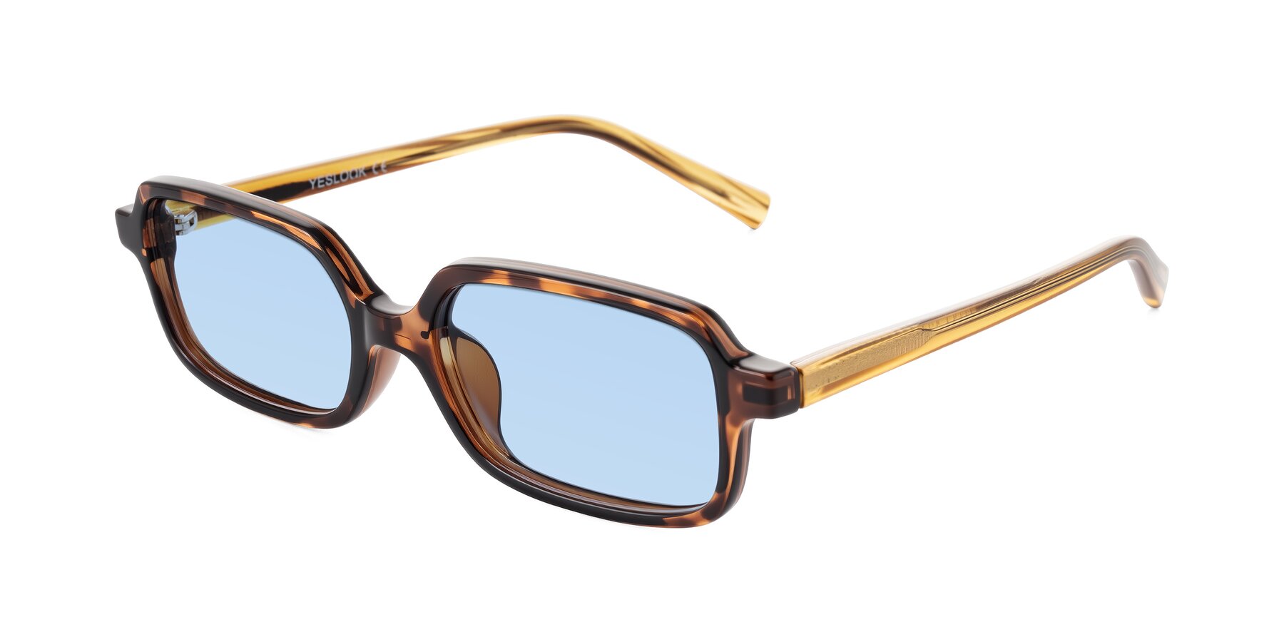 Angle of Garbott in Tortoise/Amber with Light Blue Tinted Lenses