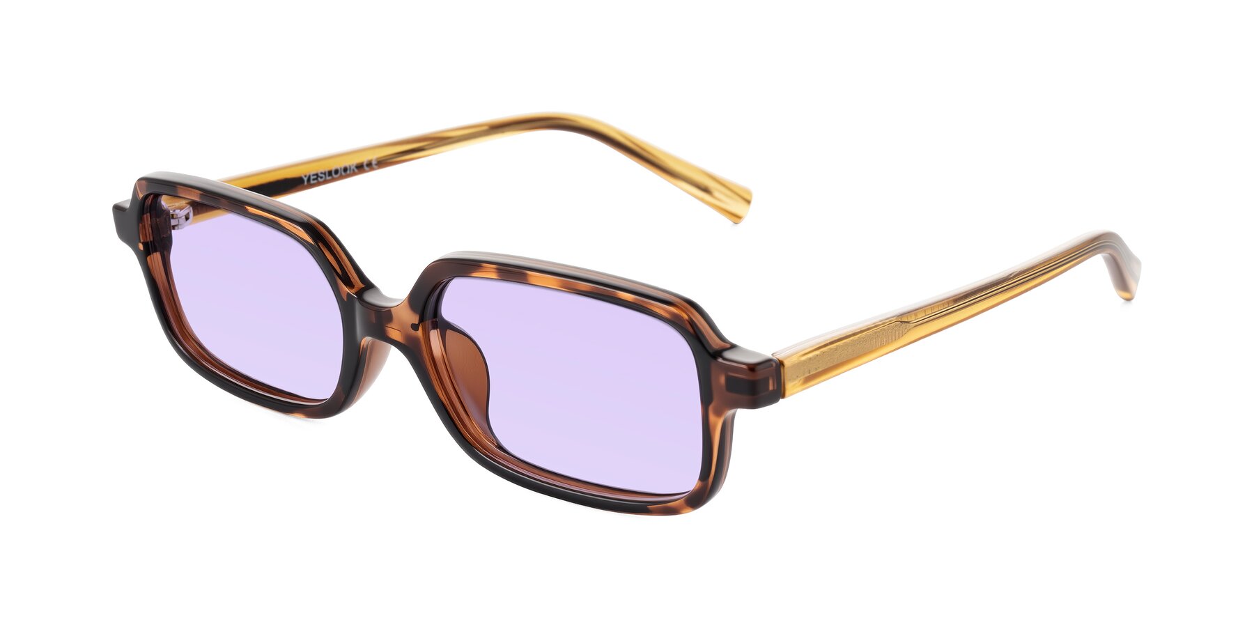 Angle of Garbott in Tortoise/Amber with Light Purple Tinted Lenses