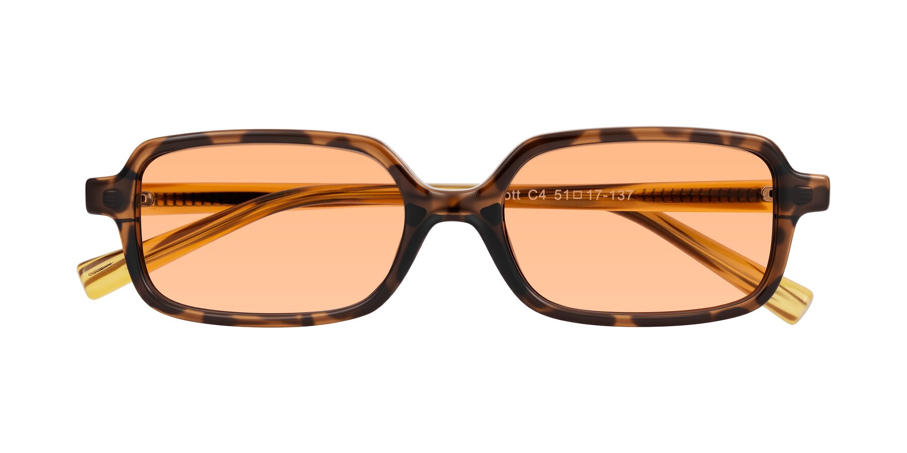 Folded Front of Garbott in Tortoise/Amber with Light Orange Tinted Lenses