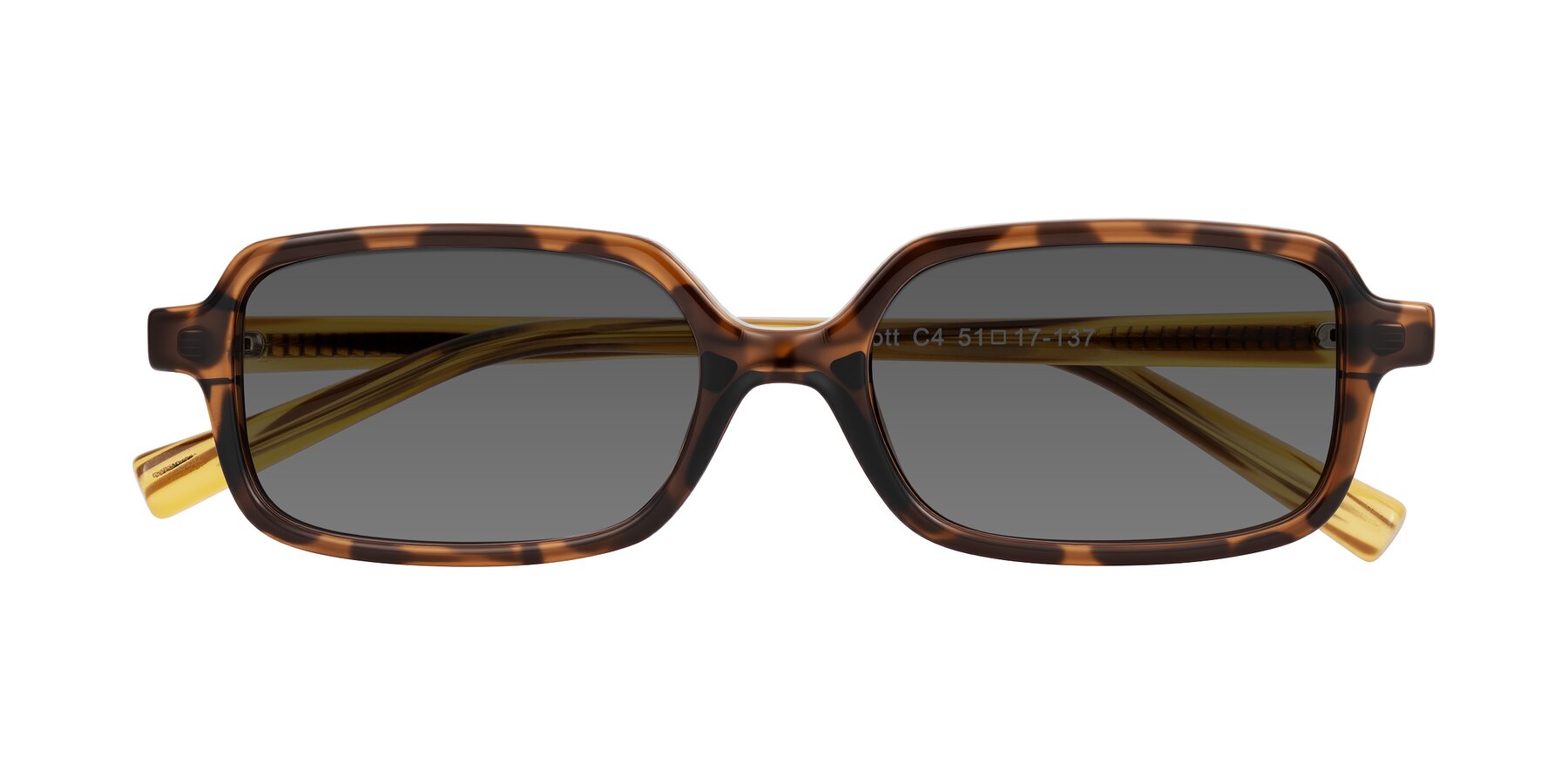 Folded Front of Garbott in Tortoise/Amber with Medium Gray Tinted Lenses