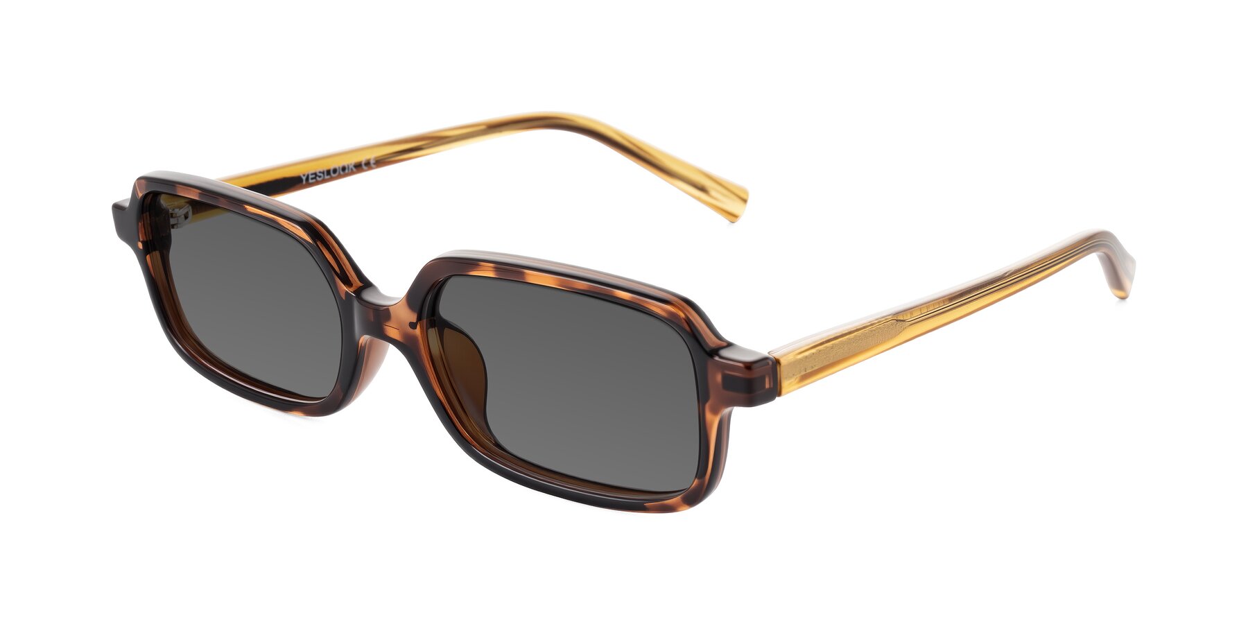 Angle of Garbott in Tortoise/Amber with Medium Gray Tinted Lenses