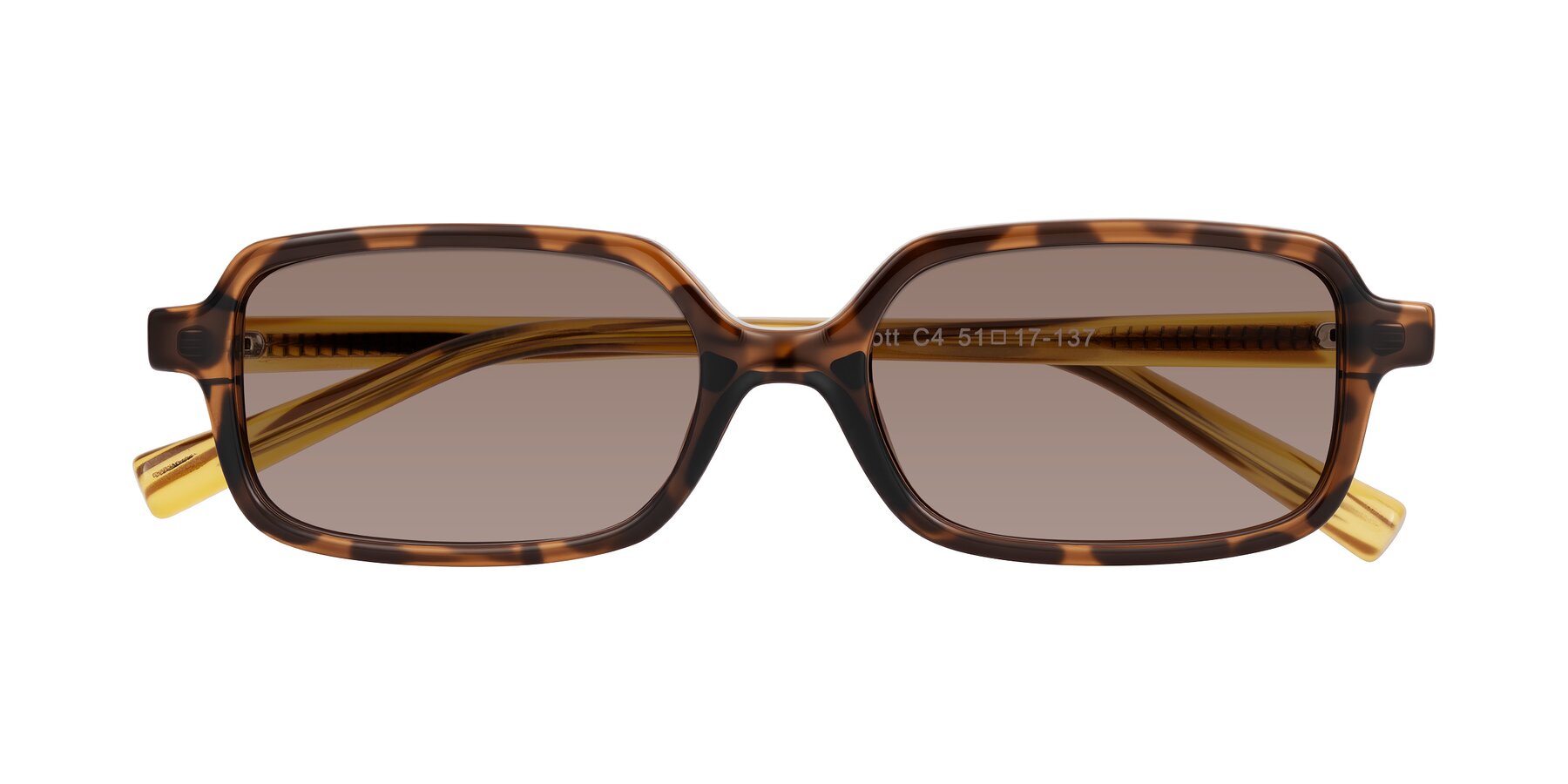 Folded Front of Garbott in Tortoise/Amber with Medium Brown Tinted Lenses