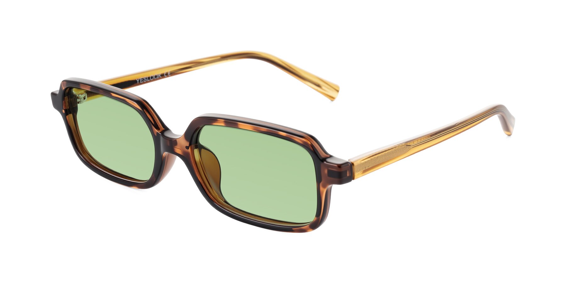 Angle of Garbott in Tortoise/Amber with Medium Green Tinted Lenses