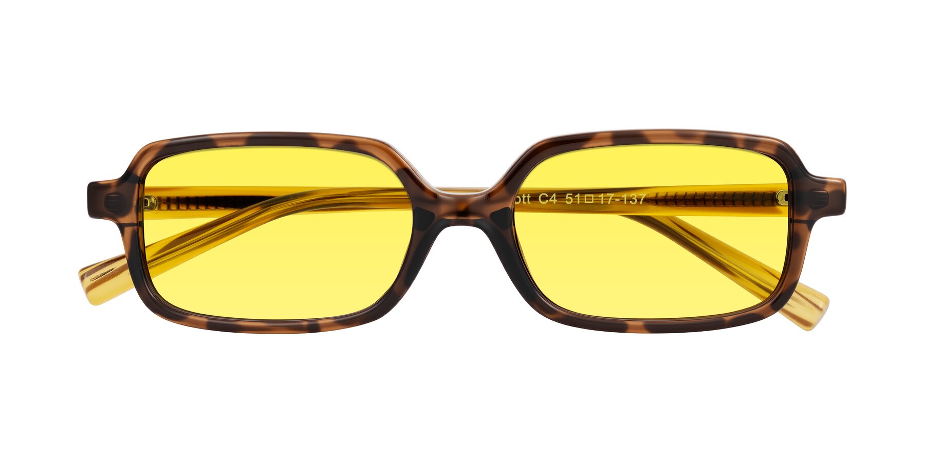 Folded Front of Garbott in Tortoise/Amber with Medium Yellow Tinted Lenses