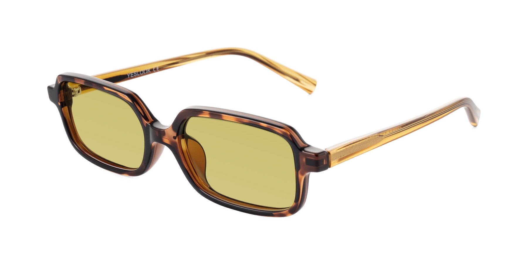 Angle of Garbott in Tortoise/Amber with Medium Champagne Tinted Lenses