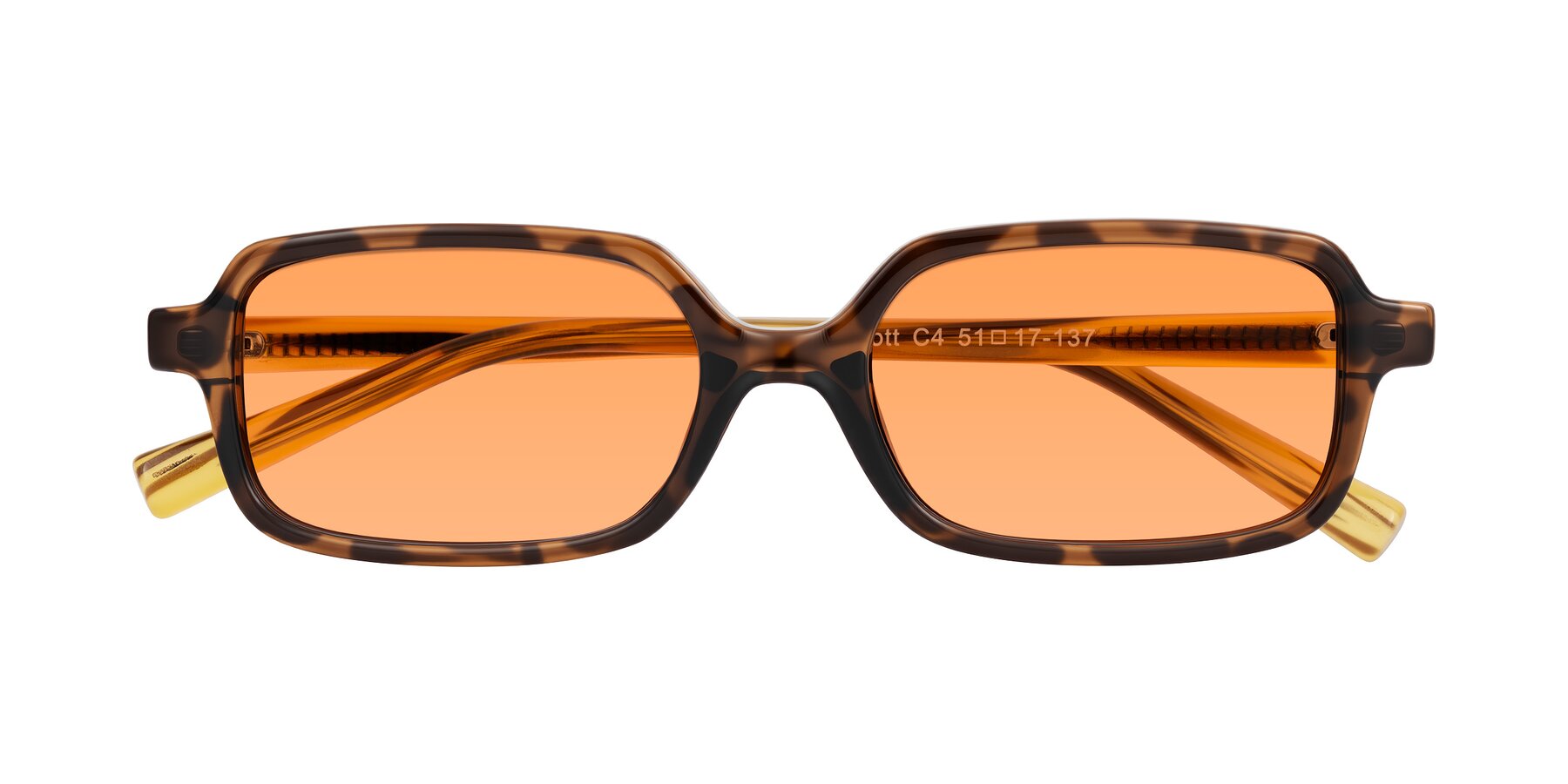 Folded Front of Garbott in Tortoise/Amber with Medium Orange Tinted Lenses