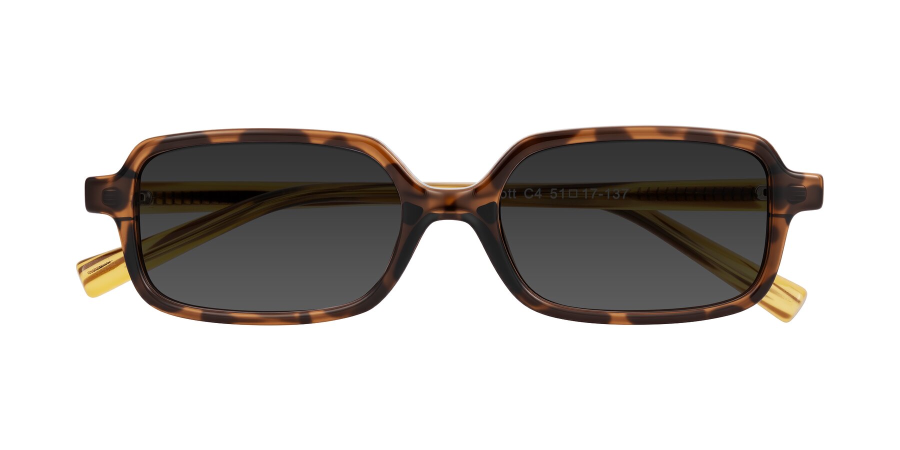 Folded Front of Garbott in Tortoise/Amber with Gray Tinted Lenses