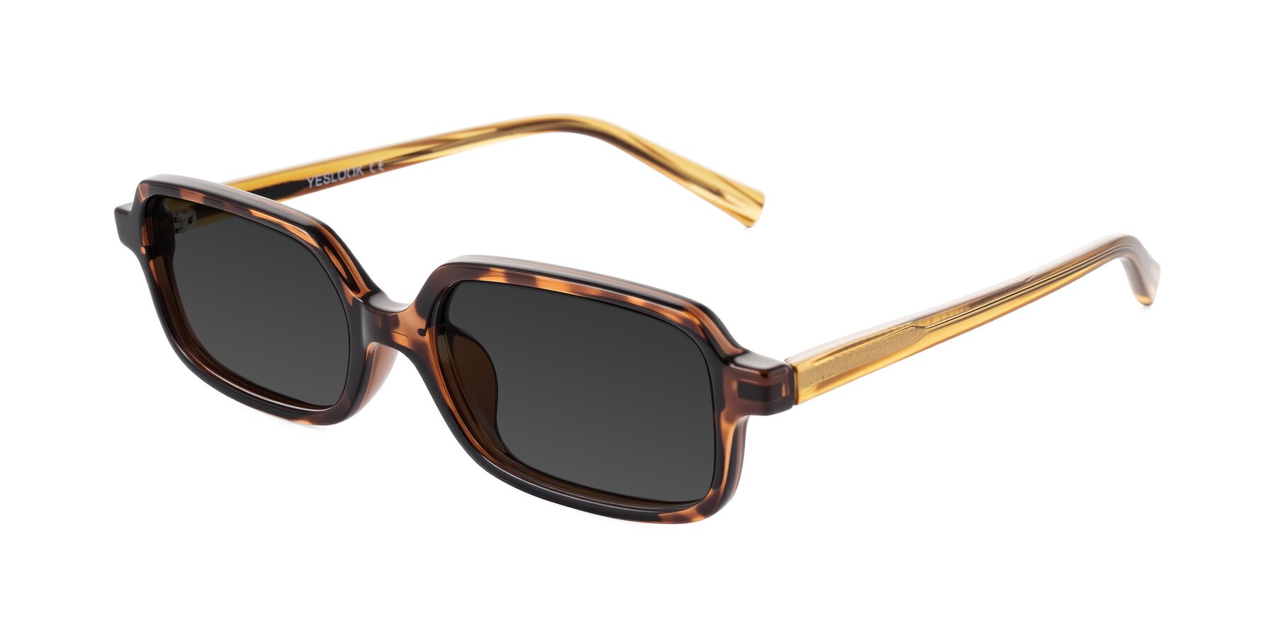 Angle of Garbott in Tortoise/Amber with Gray Tinted Lenses