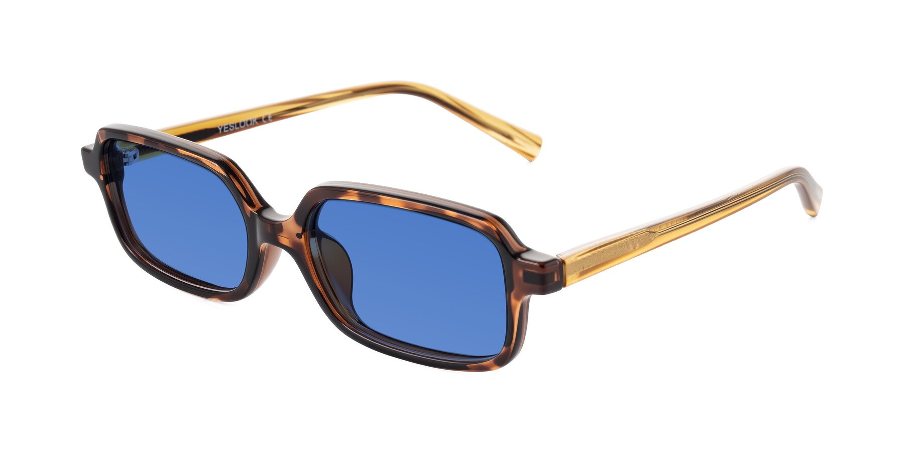Angle of Garbott in Tortoise/Amber with Blue Tinted Lenses