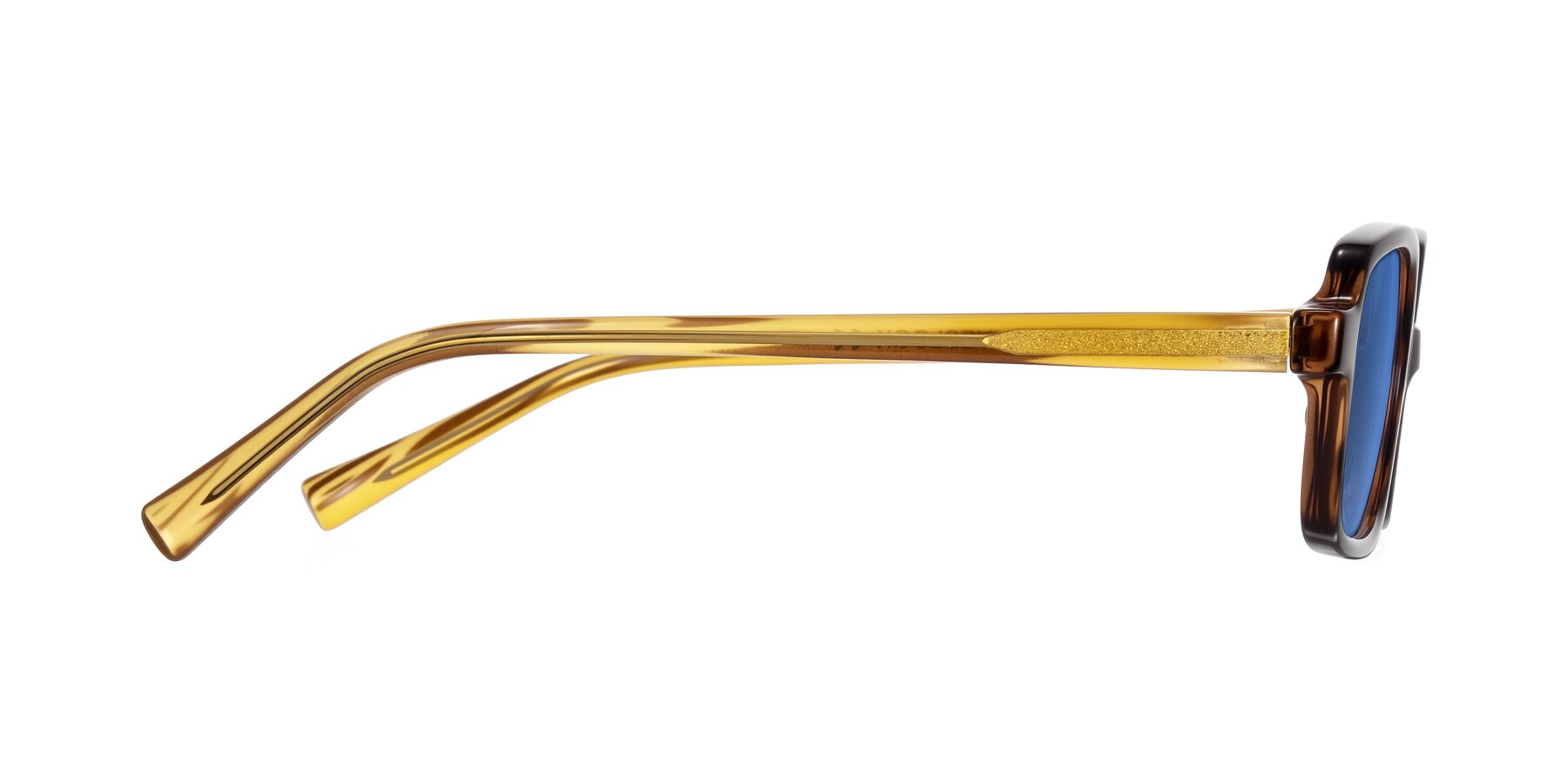 Side of Garbott in Tortoise/Amber with Blue Tinted Lenses