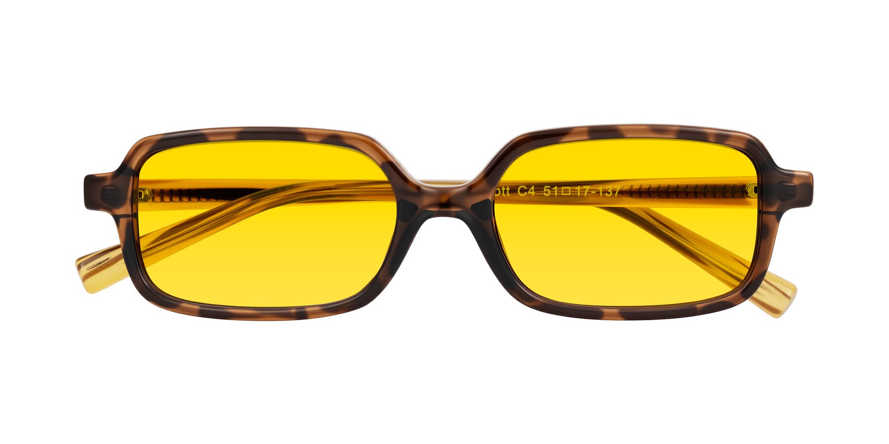 Folded Front of Garbott in Tortoise/Amber with Yellow Tinted Lenses