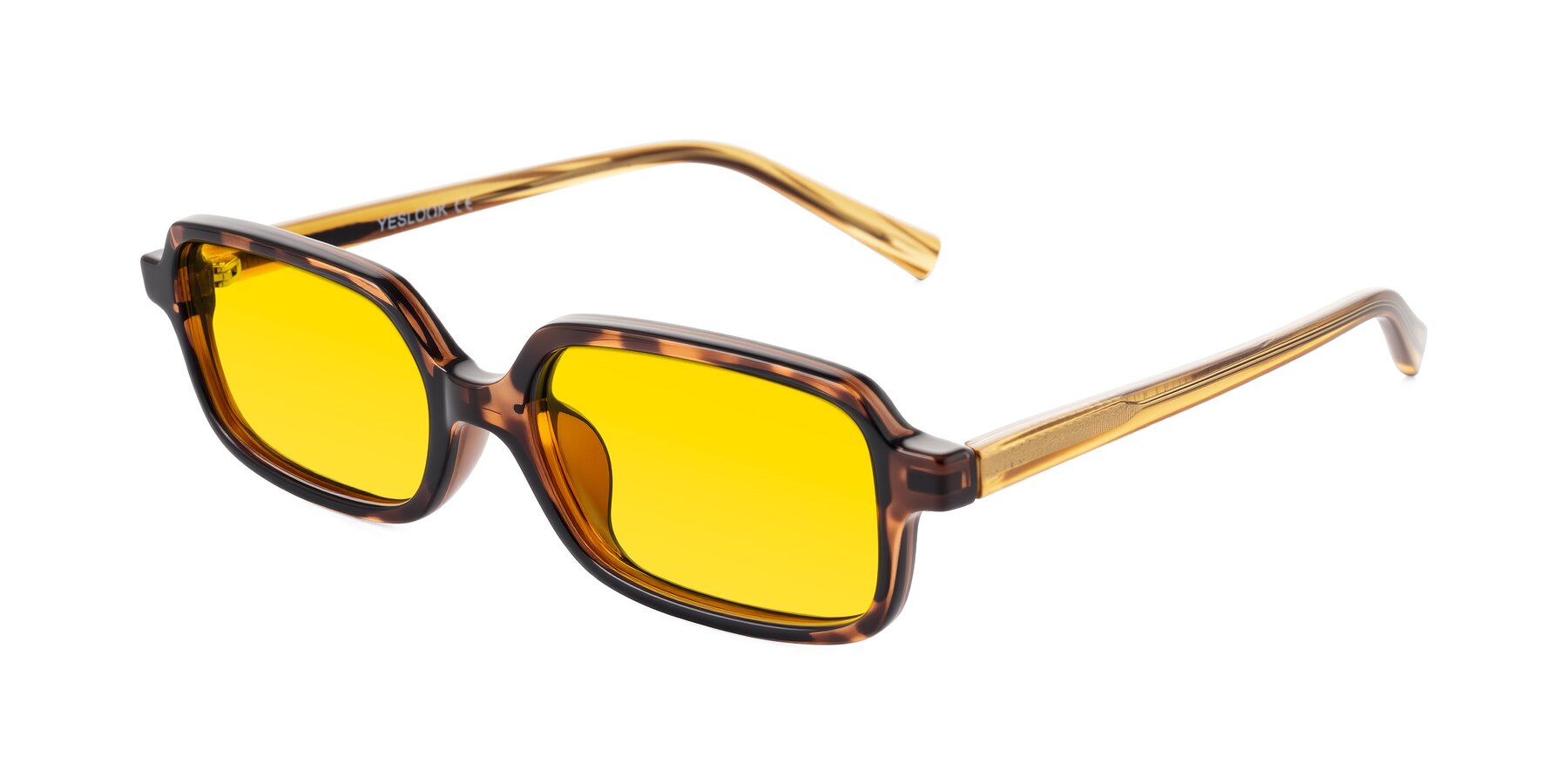 Angle of Garbott in Tortoise/Amber with Yellow Tinted Lenses