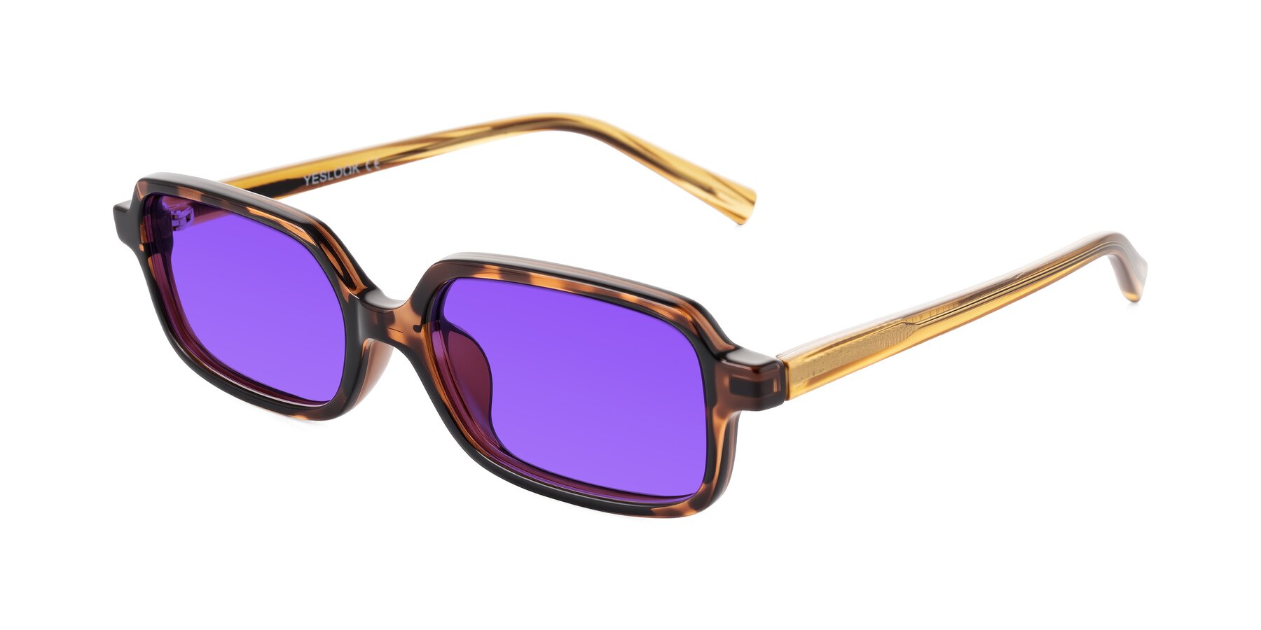 Angle of Garbott in Tortoise/Amber with Purple Tinted Lenses
