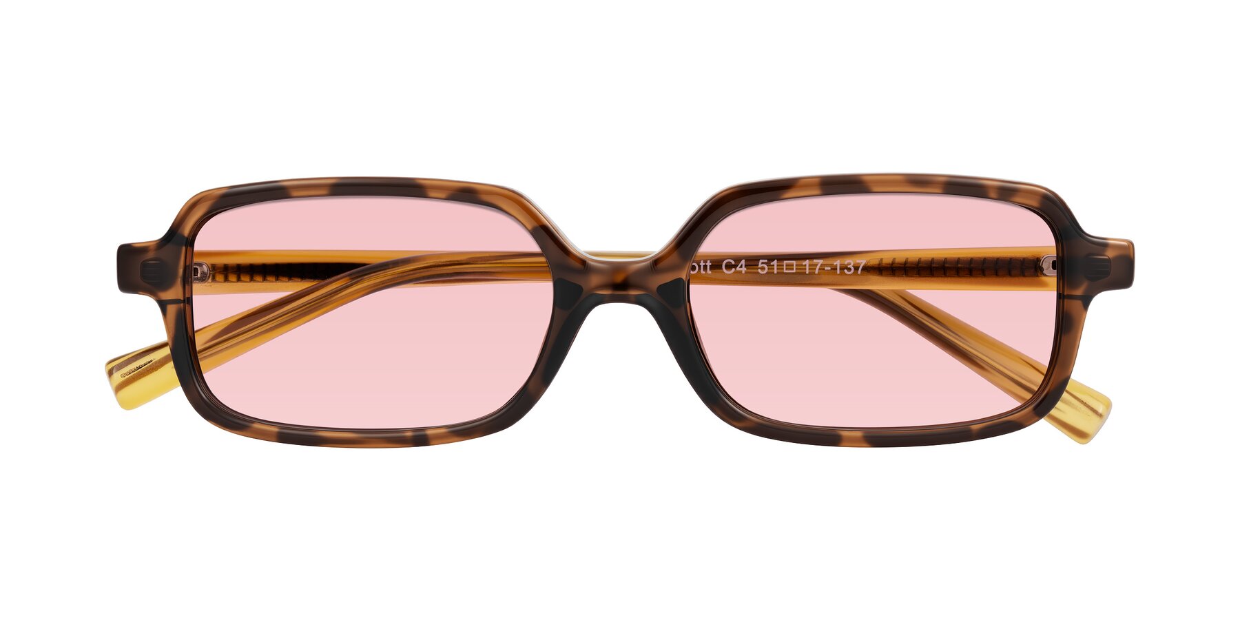Folded Front of Garbott in Tortoise/Amber with Light Garnet Tinted Lenses