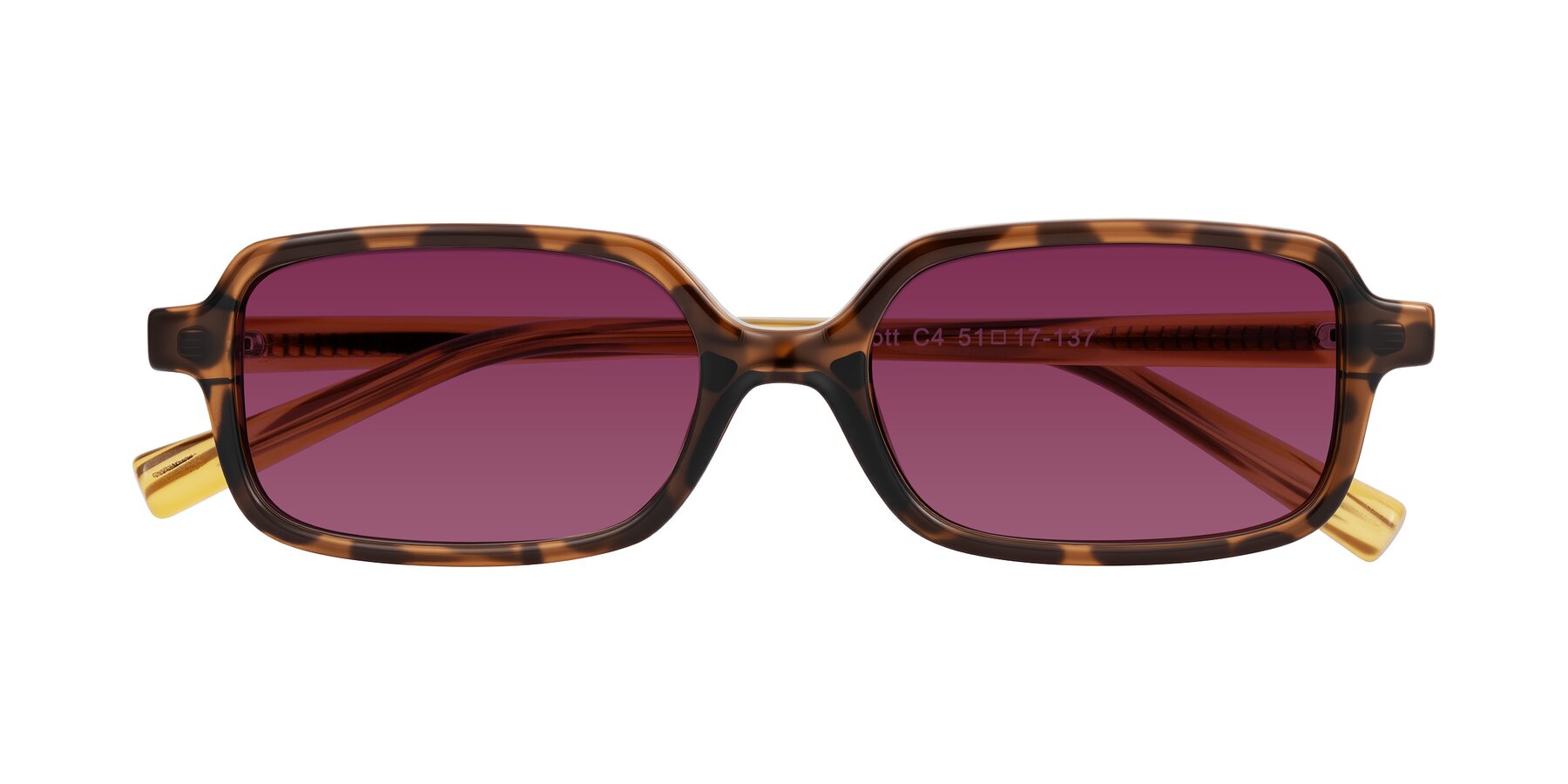 Folded Front of Garbott in Tortoise/Amber with Wine Tinted Lenses