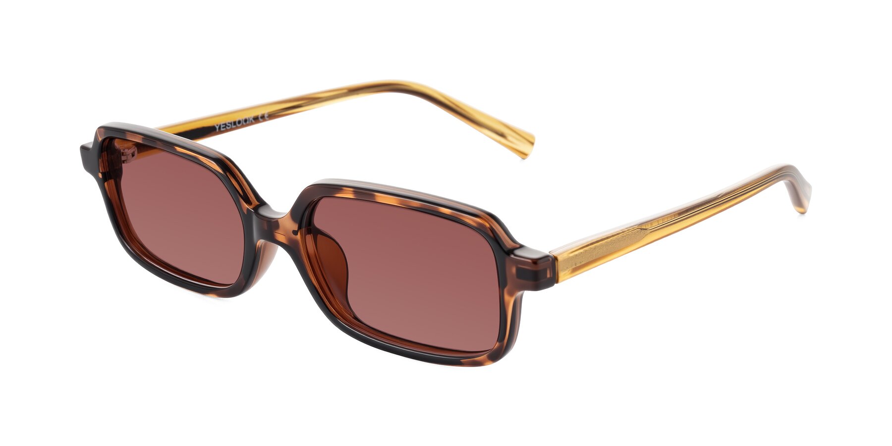 Angle of Garbott in Tortoise/Amber with Garnet Tinted Lenses
