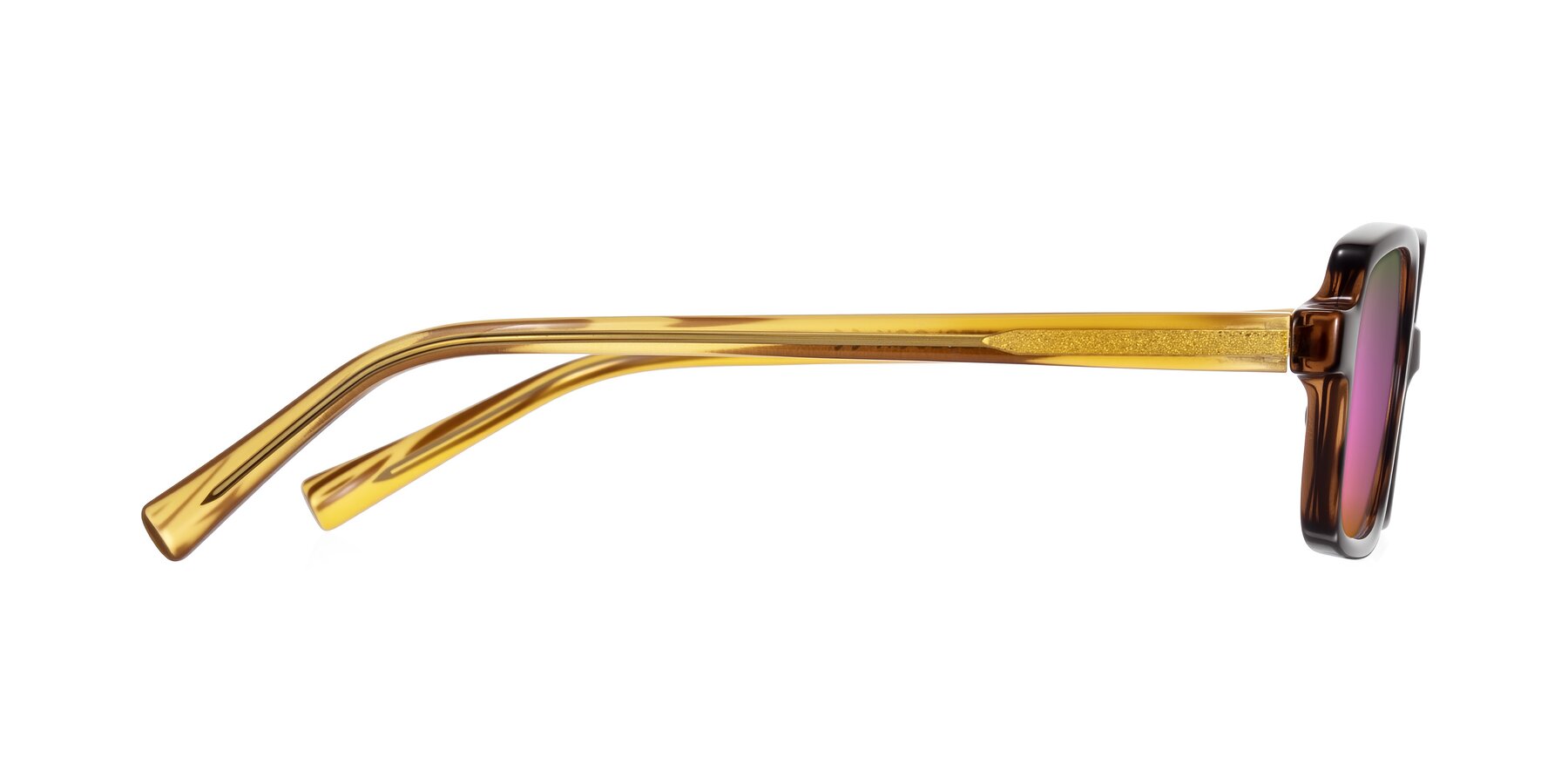 Side of Garbott in Tortoise/Amber with Pink Mirrored Lenses