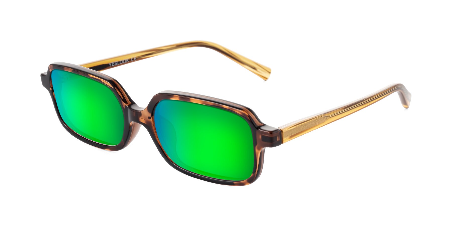 Angle of Garbott in Tortoise/Amber with Green Mirrored Lenses