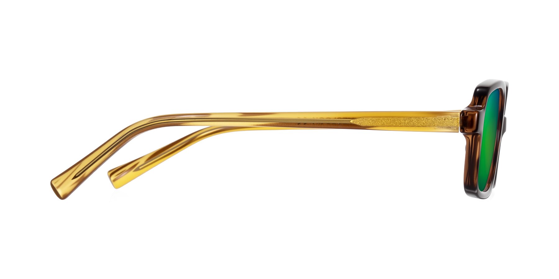 Side of Garbott in Tortoise/Amber with Green Mirrored Lenses