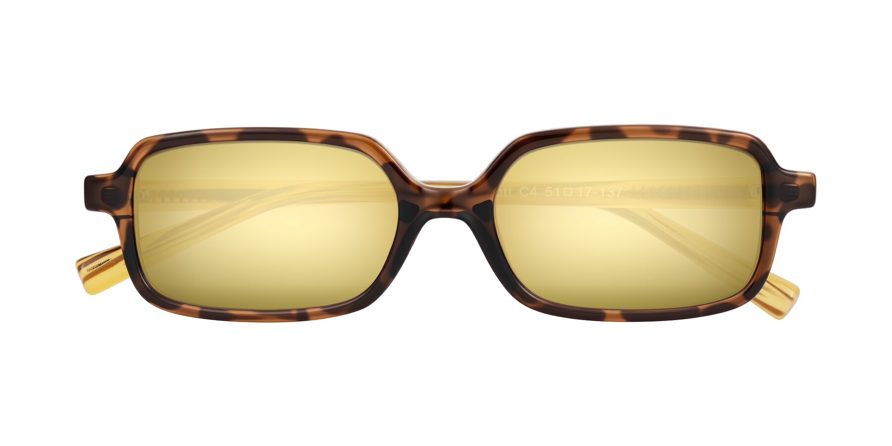 Folded Front of Garbott in Tortoise/Amber with Gold Mirrored Lenses