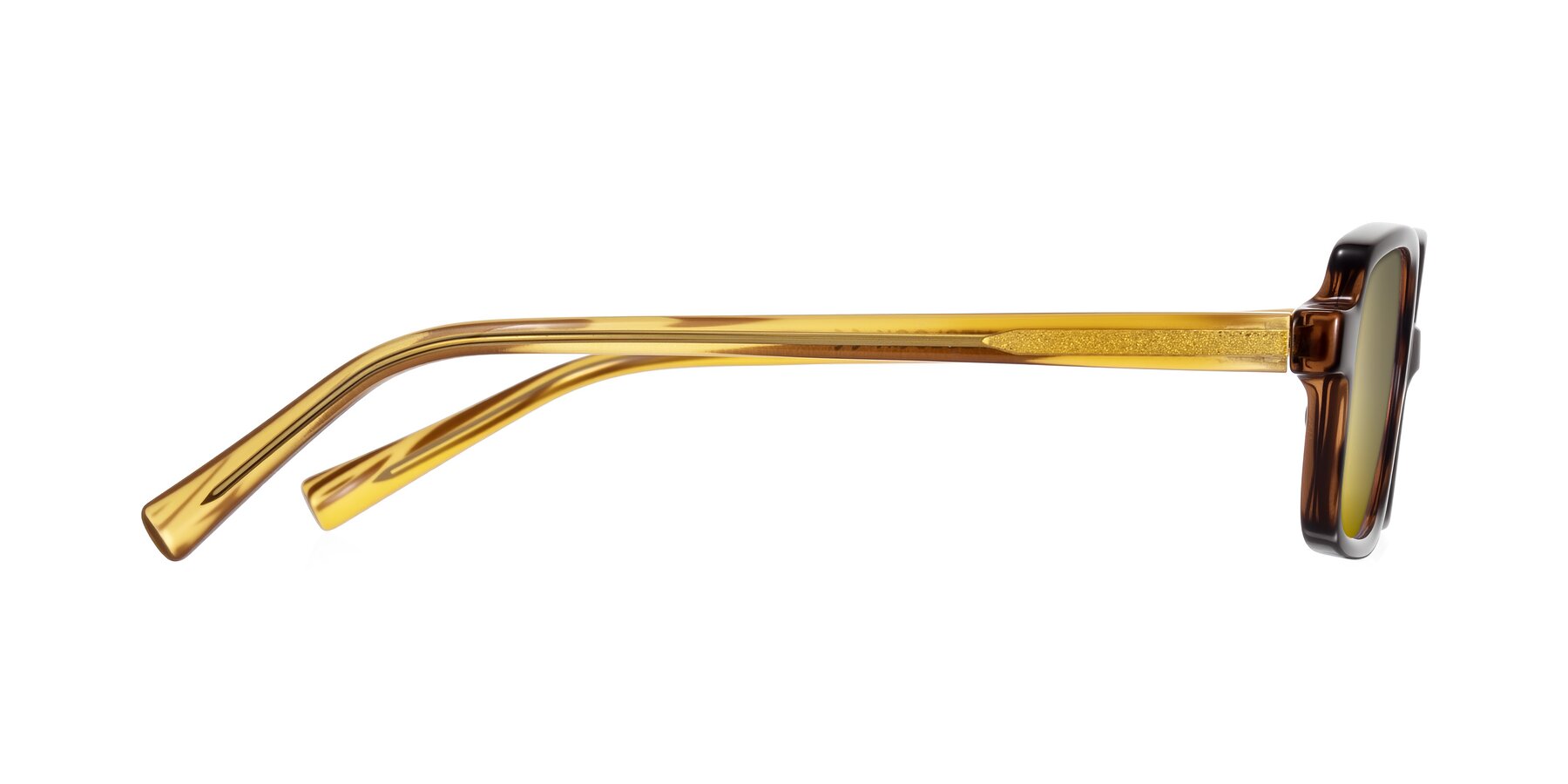 Side of Garbott in Tortoise/Amber with Gold Mirrored Lenses