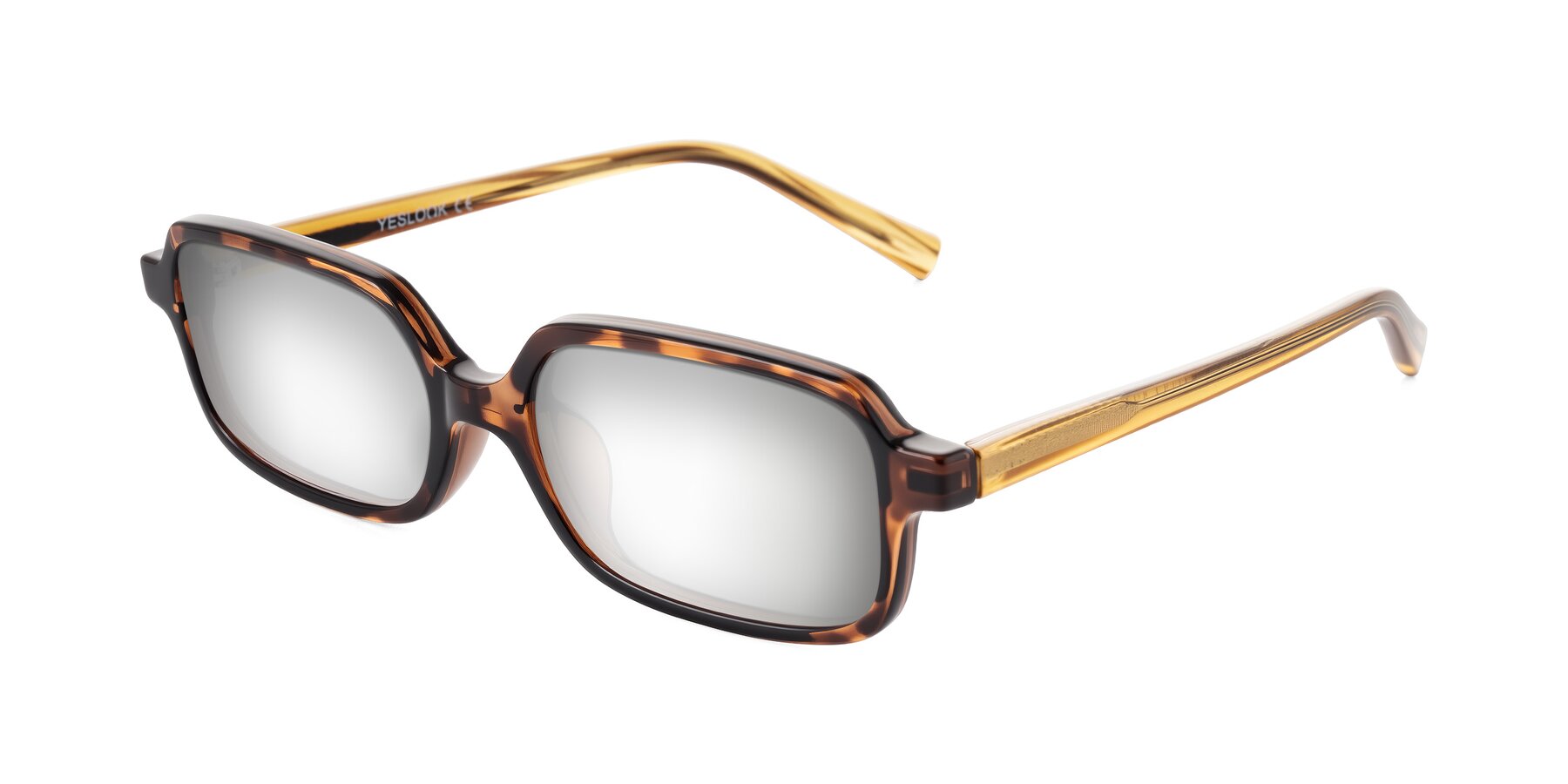 Angle of Garbott in Tortoise/Amber with Silver Mirrored Lenses