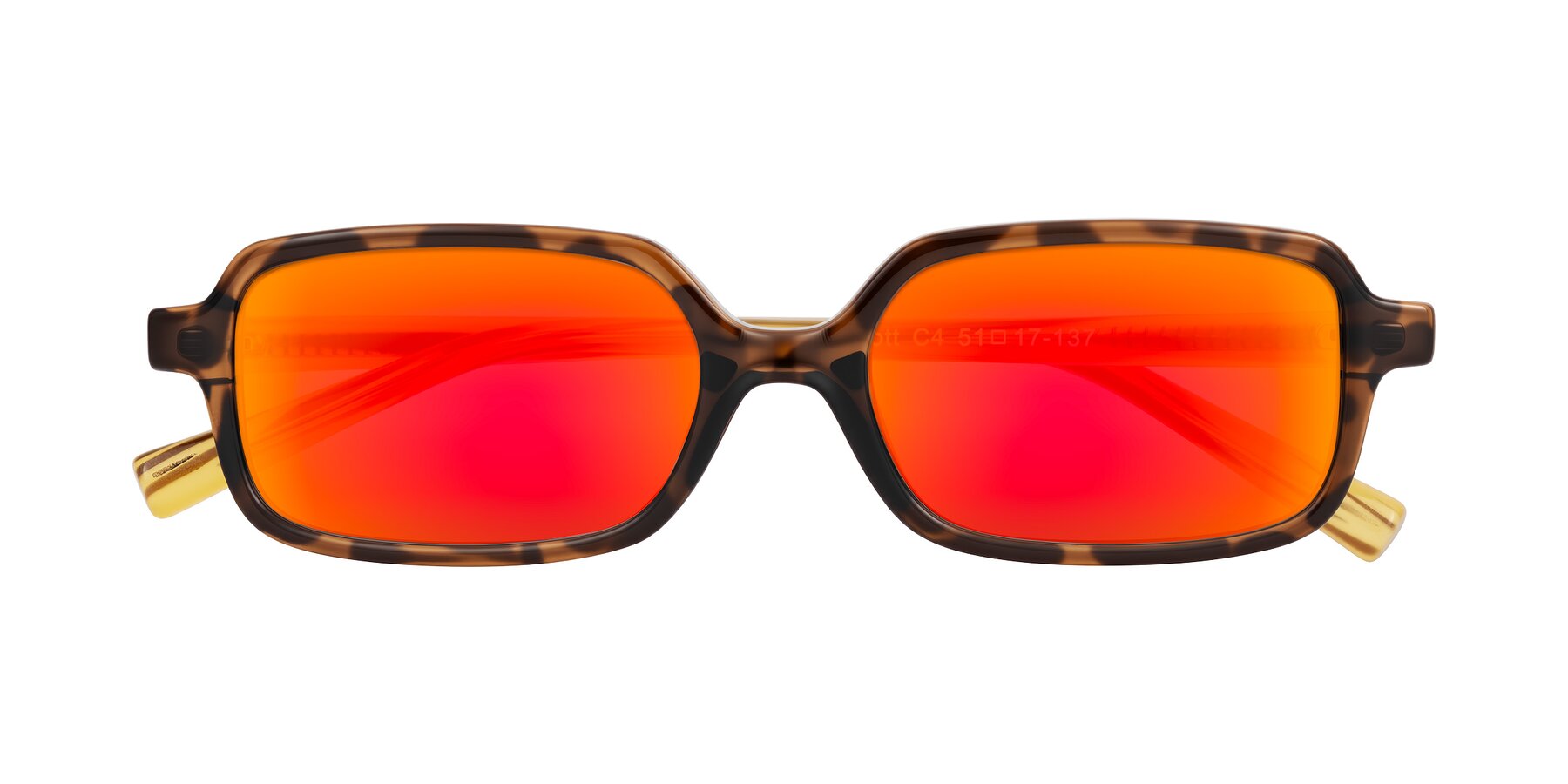 Folded Front of Garbott in Tortoise/Amber with Red Gold Mirrored Lenses