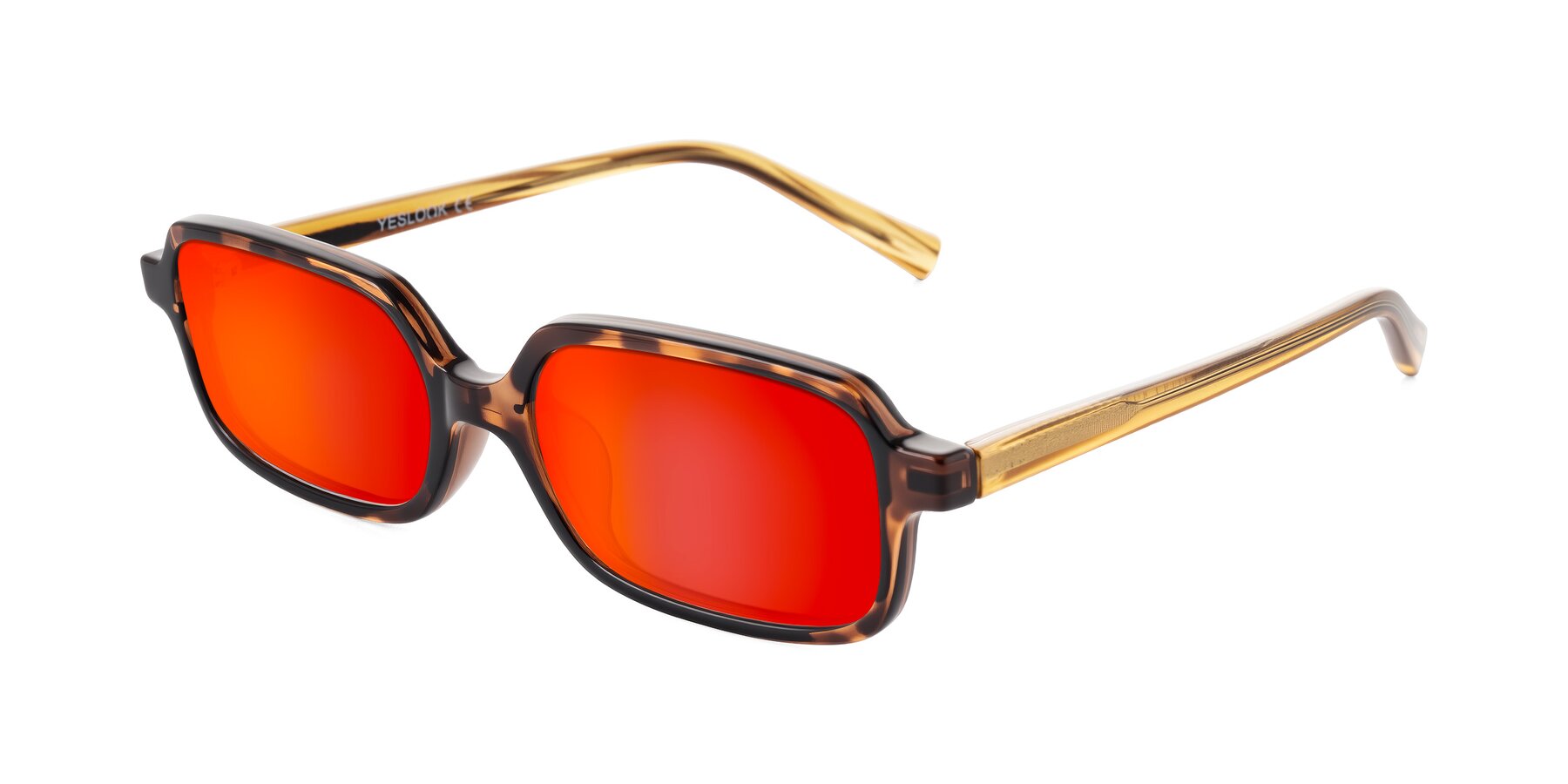 Angle of Garbott in Tortoise/Amber with Red Gold Mirrored Lenses