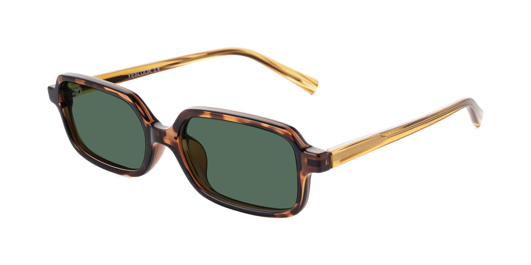 Angle of Garbott in Tortoise/Amber with Green Polarized Lenses