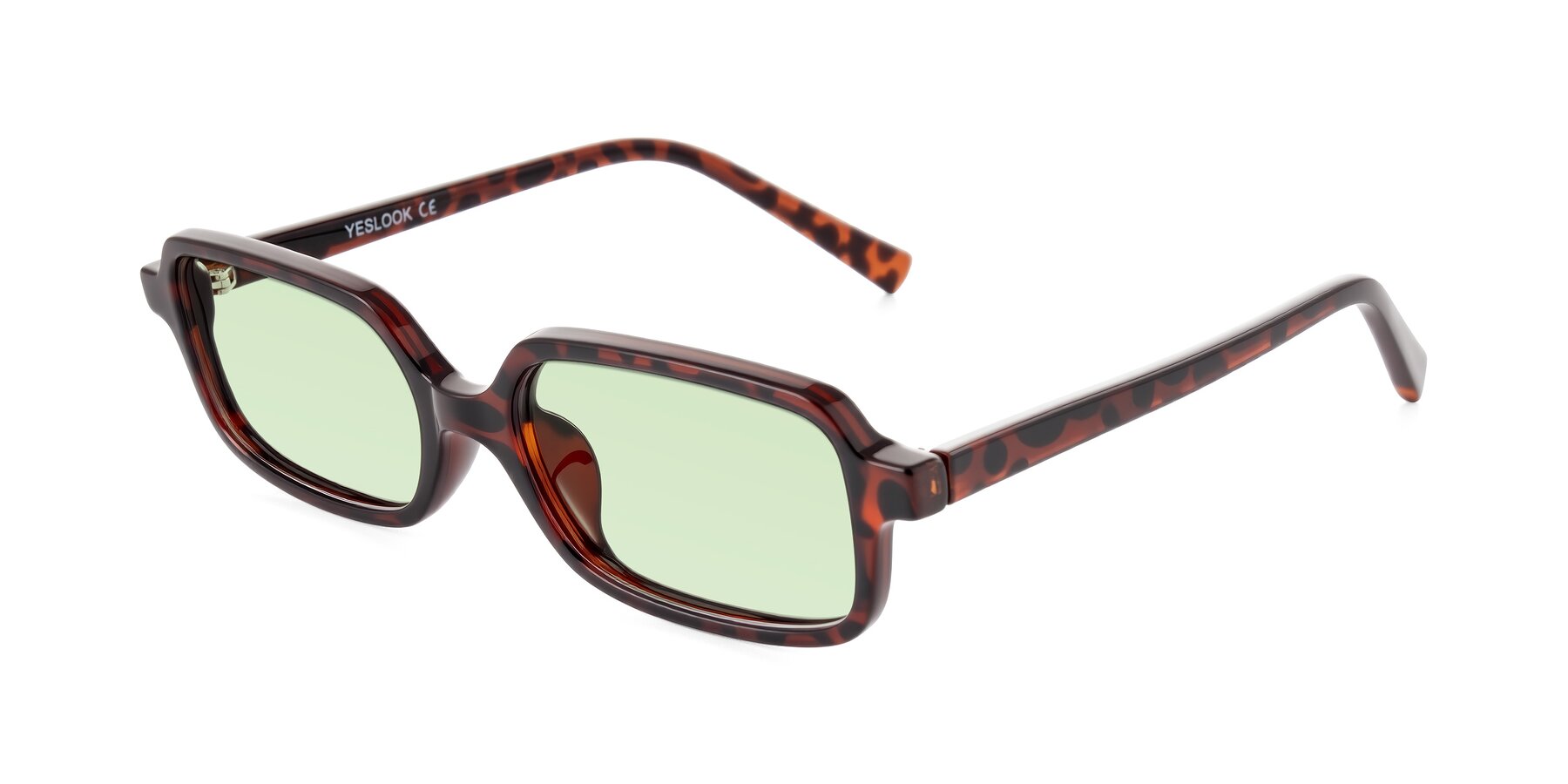 Angle of Garbott in Leopard-Print with Light Green Tinted Lenses