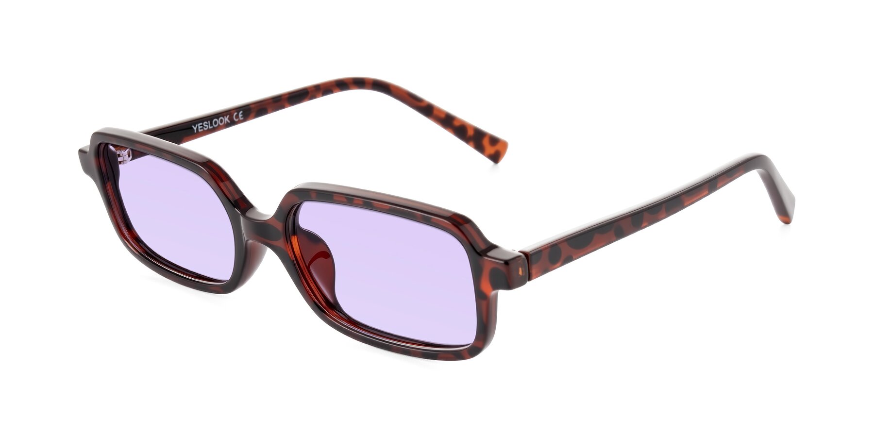 Angle of Garbott in Leopard-Print with Light Purple Tinted Lenses