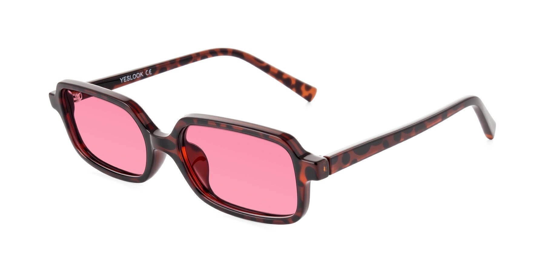 Angle of Garbott in Leopard-Print with Pink Tinted Lenses