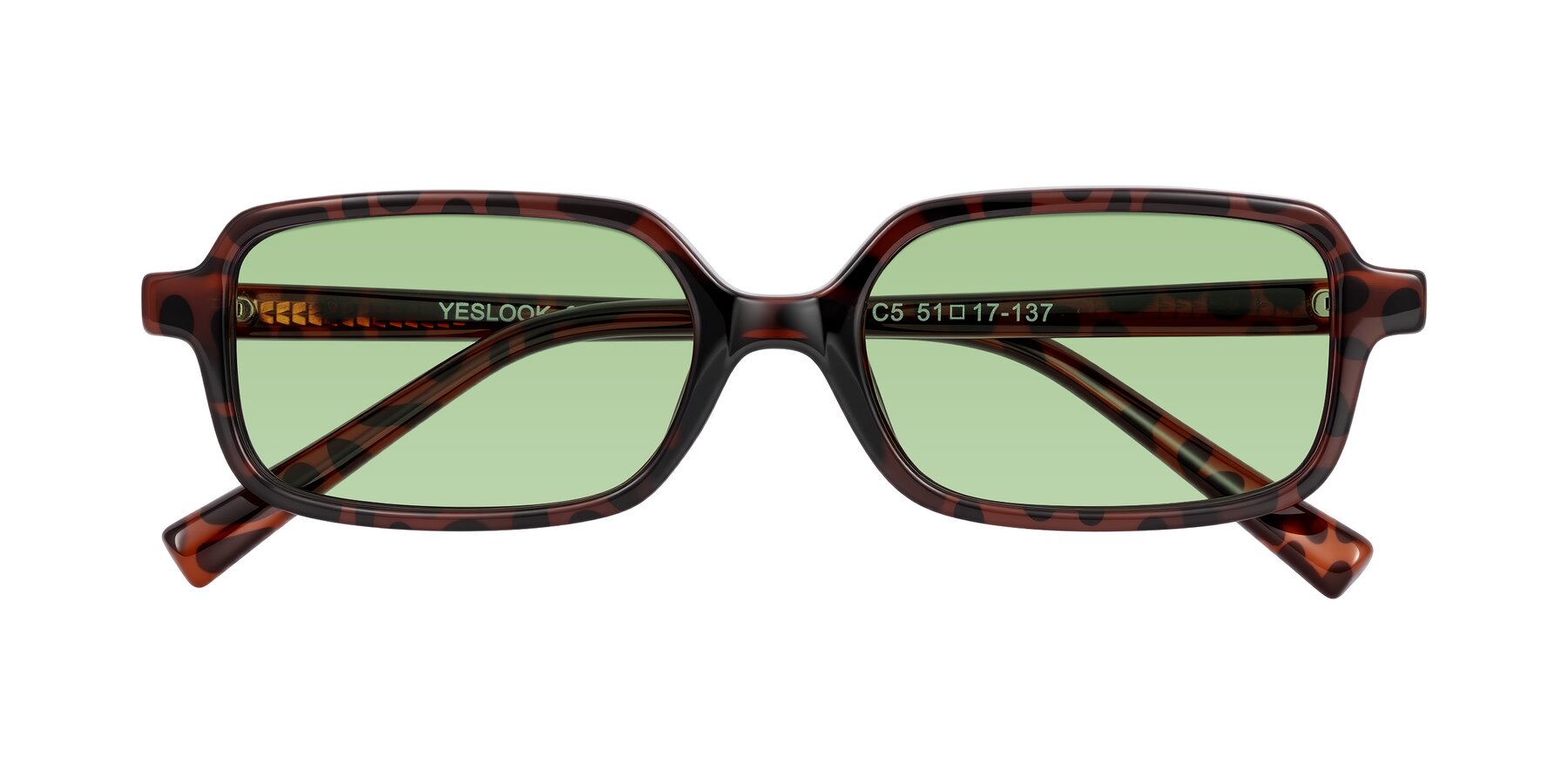 Folded Front of Garbott in Leopard-Print with Medium Green Tinted Lenses