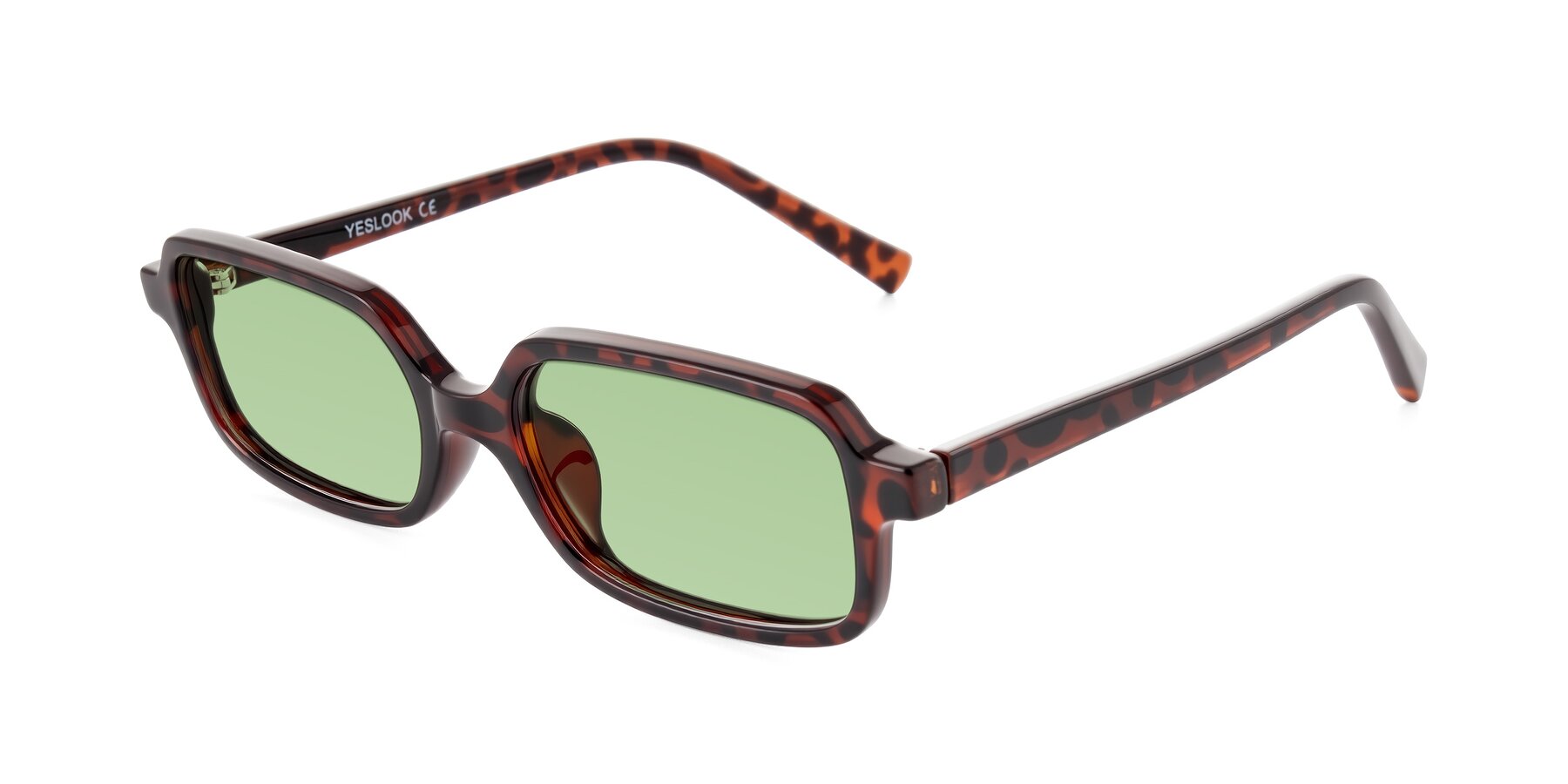 Angle of Garbott in Leopard-Print with Medium Green Tinted Lenses